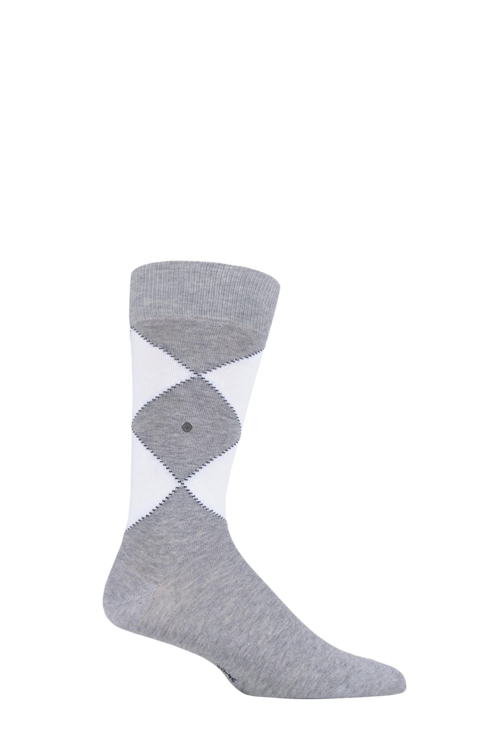 1 Pair Grey Organic Cotton Argyle Socks Men's 6.5-11 Mens - Burlington