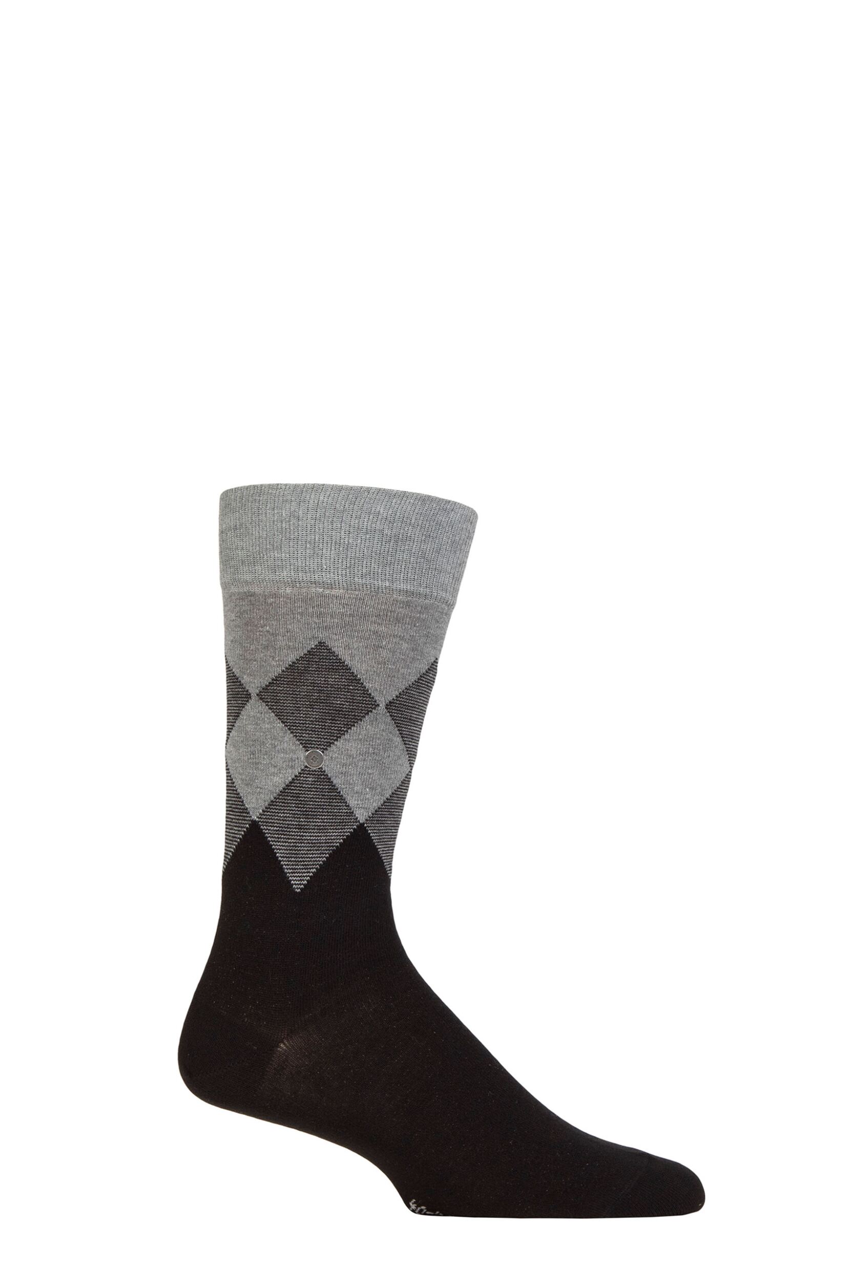 Image of Mens 1 Pair Burlington Hampstead Cotton Argyle Socks Black 6.5-11 Mens