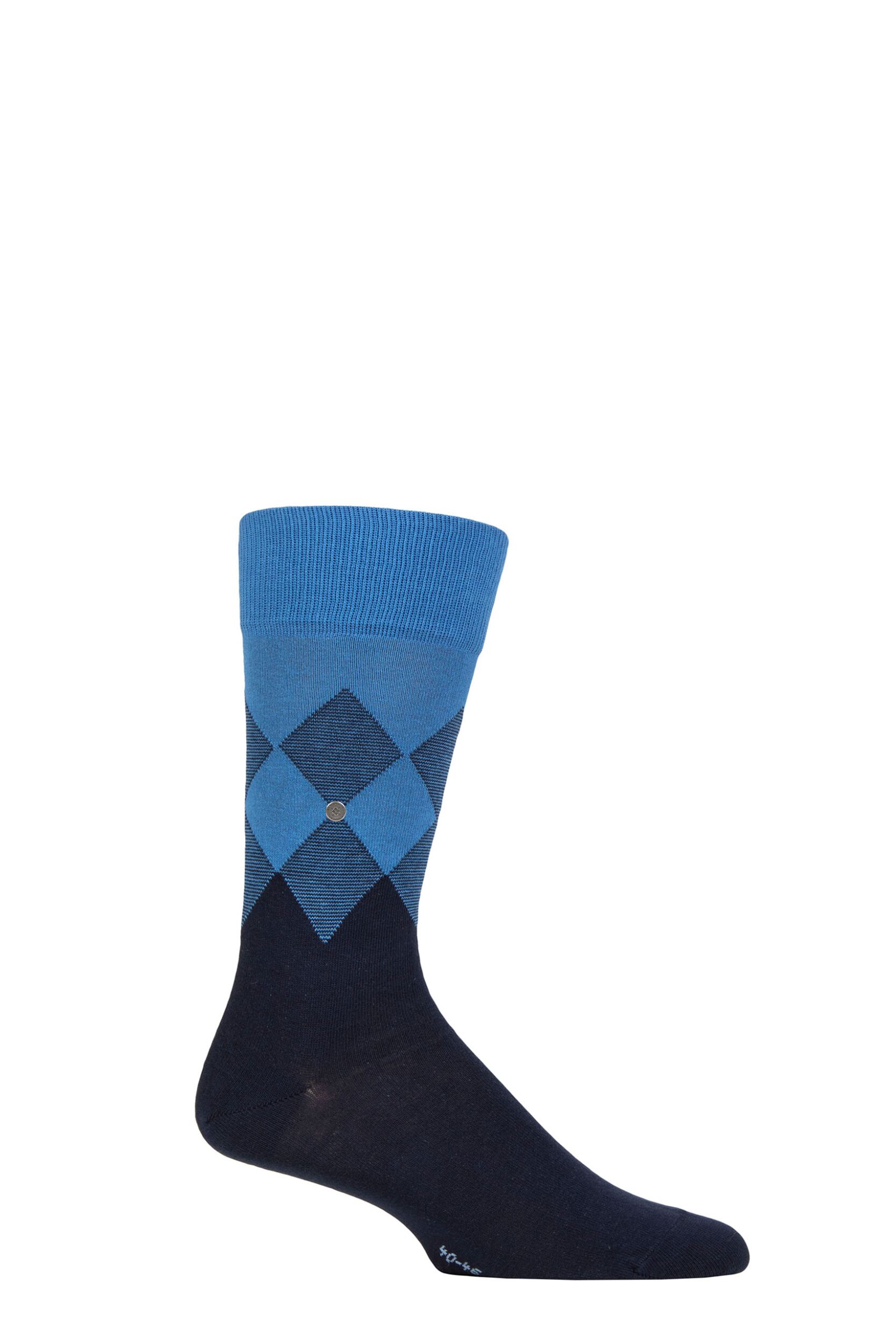 Image of Mens 1 Pair Burlington Hampstead Cotton Argyle Socks Marine 6.5-11 Mens