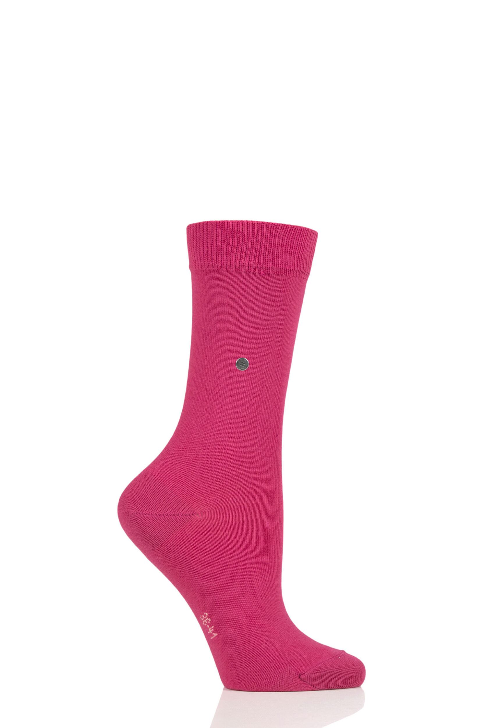 Women's 1 Pair Burlington Lady Plain Cotton Socks Dark Pink 3.5-7 Ladies