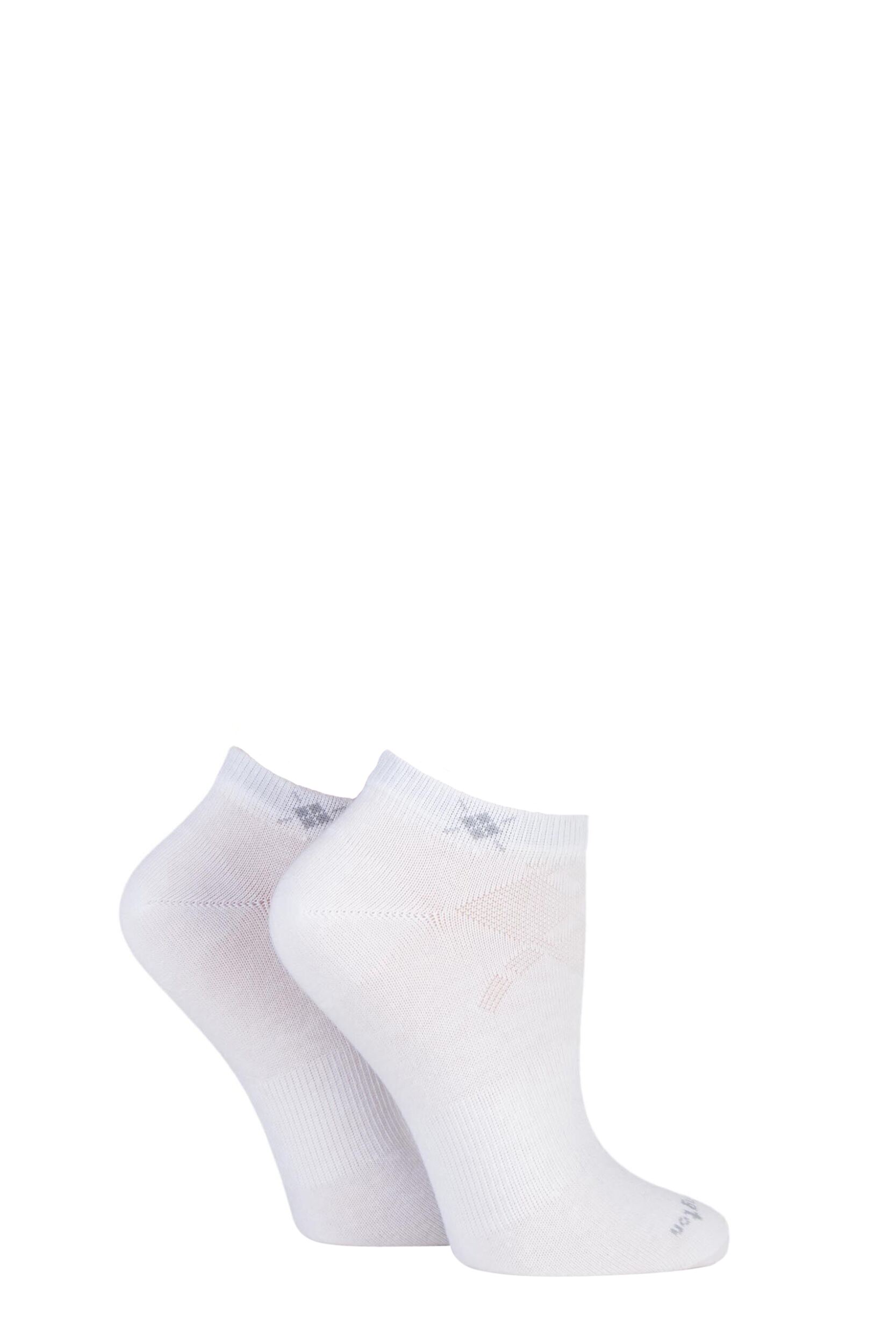 2 Pair White Everyday Cotton Trainer Socks Ladies 3.5-7 Ladies - Burlington