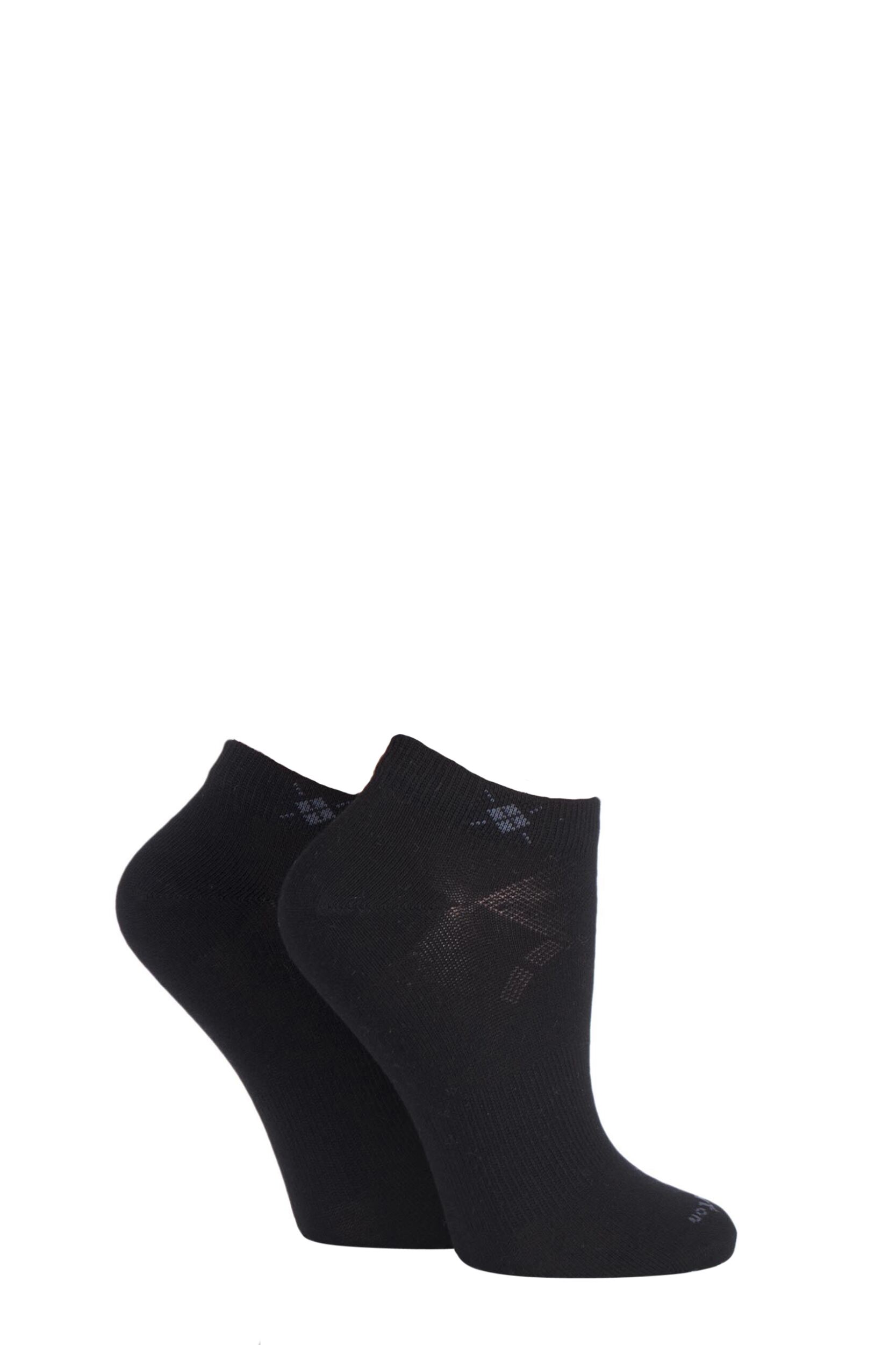 2 Pair Black Everyday Cotton Trainer Socks Ladies 3.5-7 Ladies - Burlington