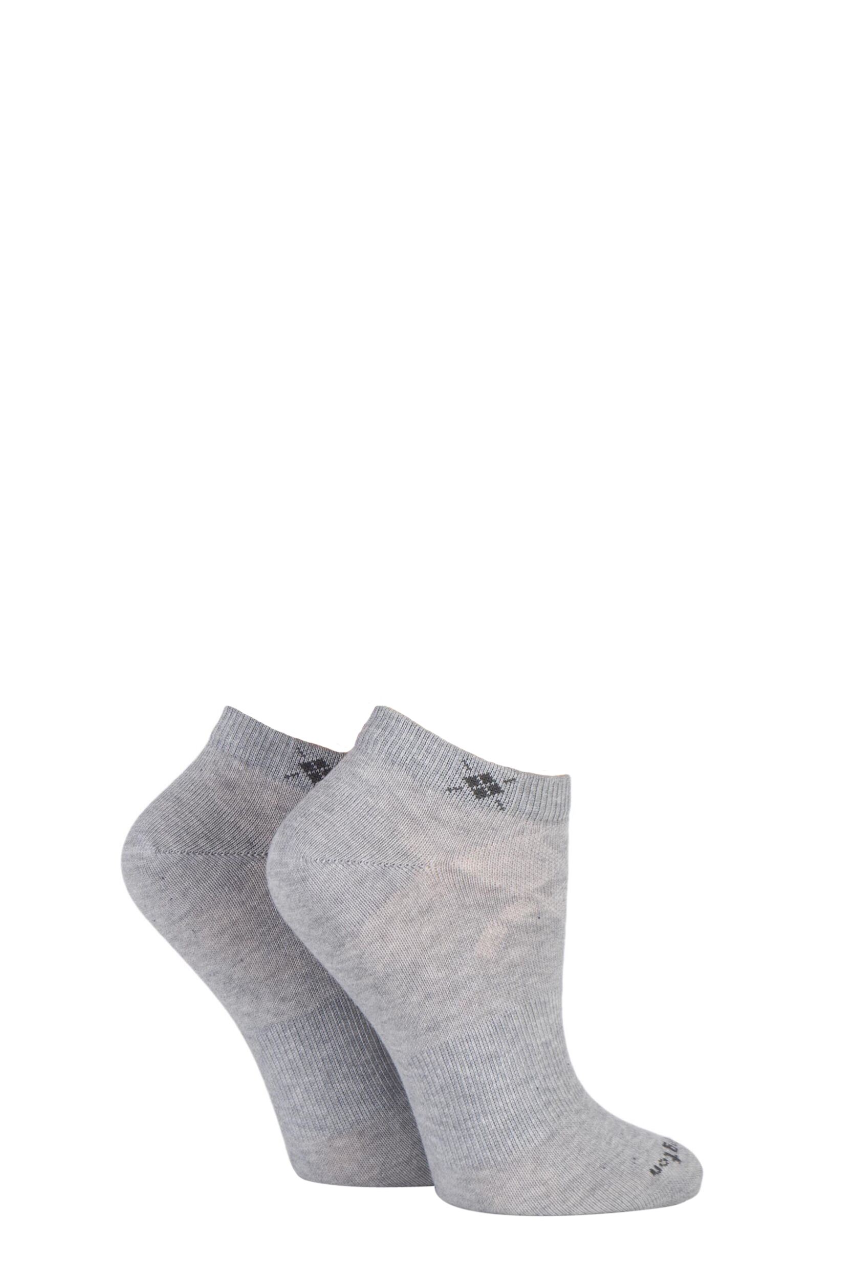 2 Pair Grey Everyday Cotton Trainer Socks Ladies 3.5-7 Ladies - Burlington