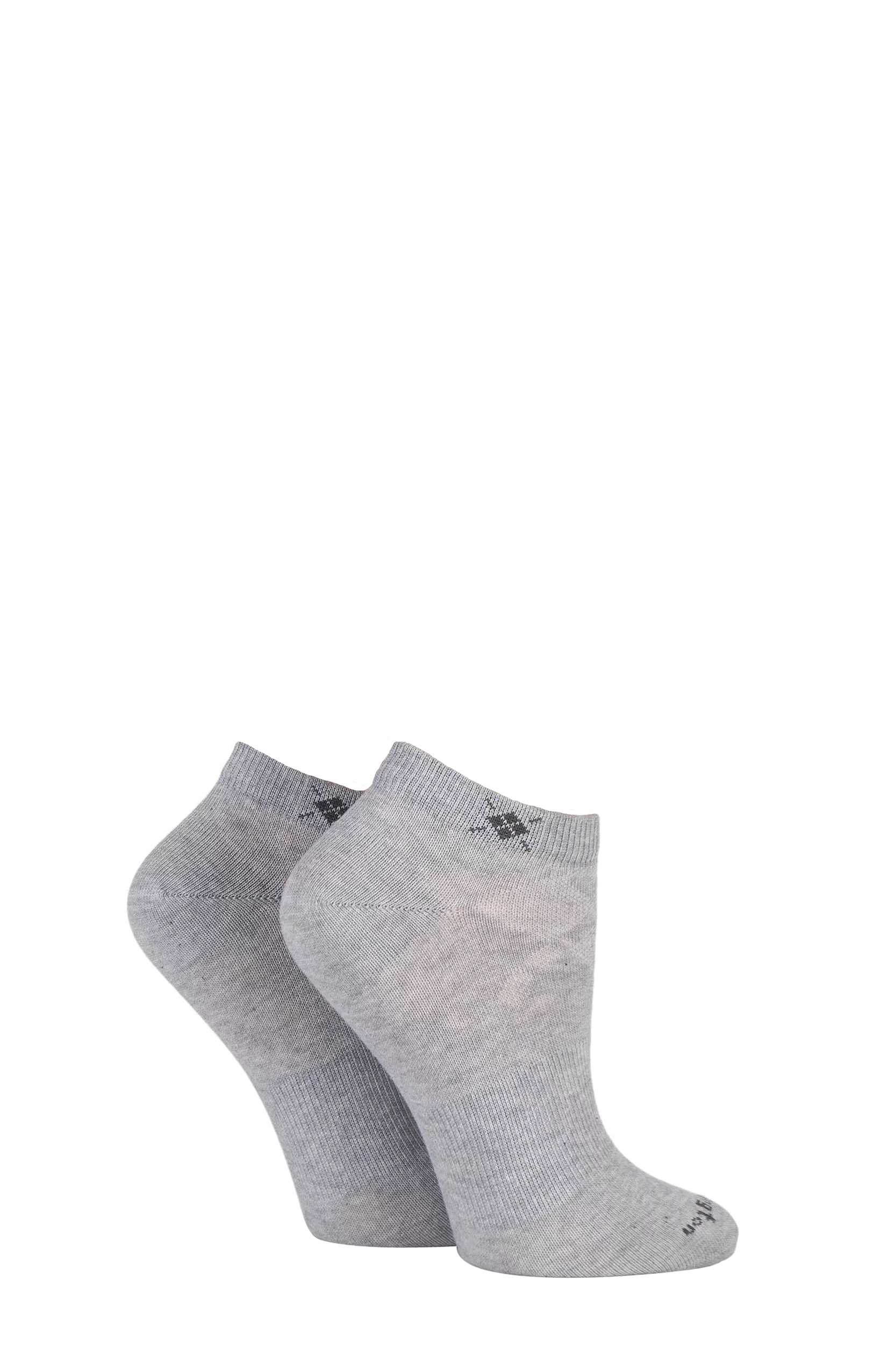 2 Pair Grey Everyday Cotton Trainer Socks Ladies 3.5-7 Ladies - Burlington