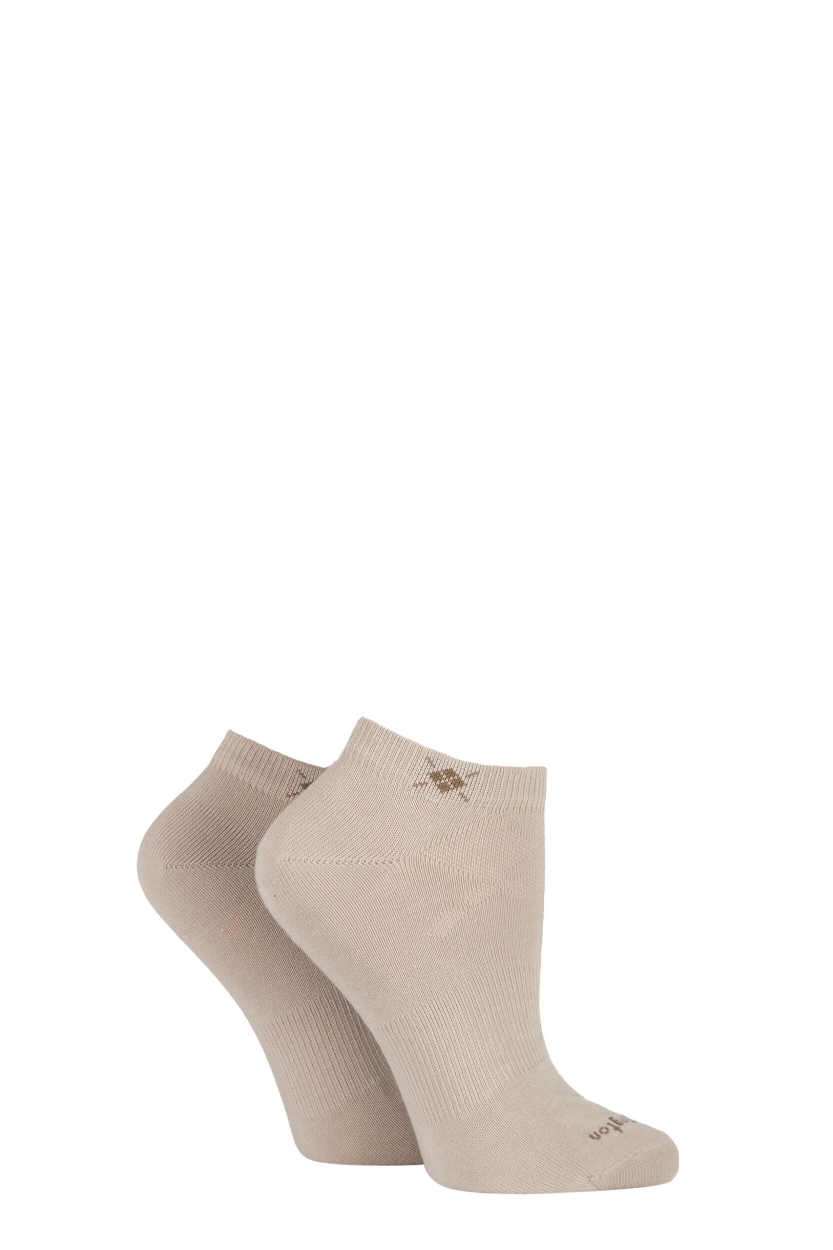 2 Pair Sand Everyday Cotton Trainer Socks Ladies 3.5-7 Ladies - Burlington