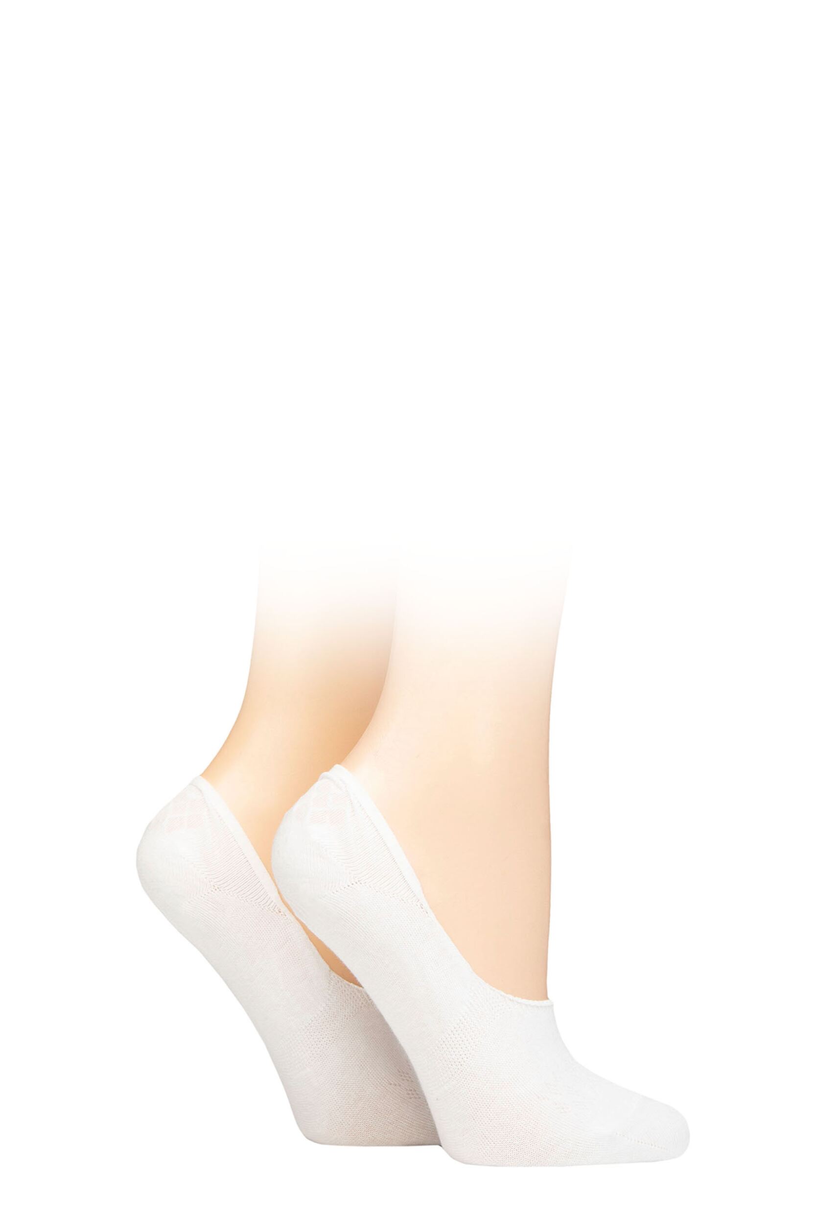Women's 2 Pair Burlington Everyday Anti-Slip Heel Invisible Shoe Liners White 2.5-3.5