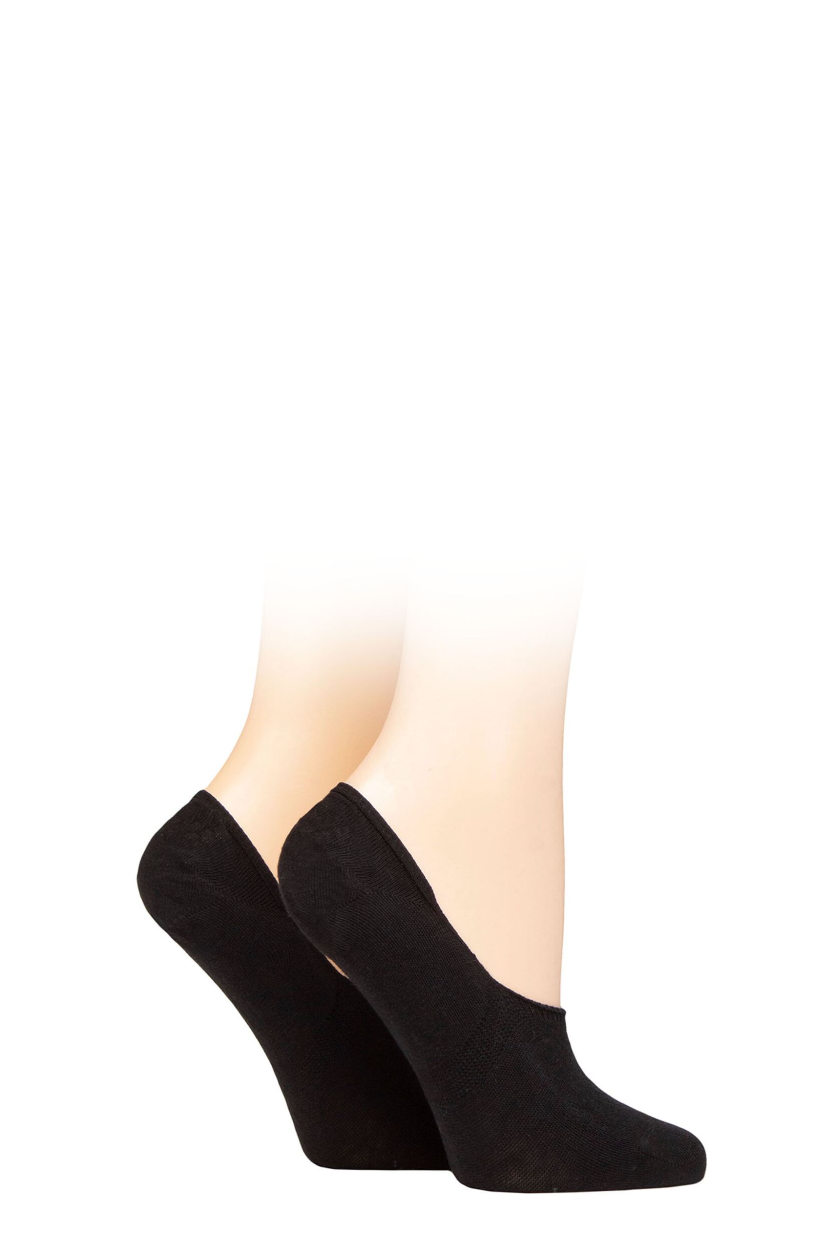 Women's 2 Pair Burlington Everyday Anti-Slip Heel Invisible Shoe Liners Black 37-38