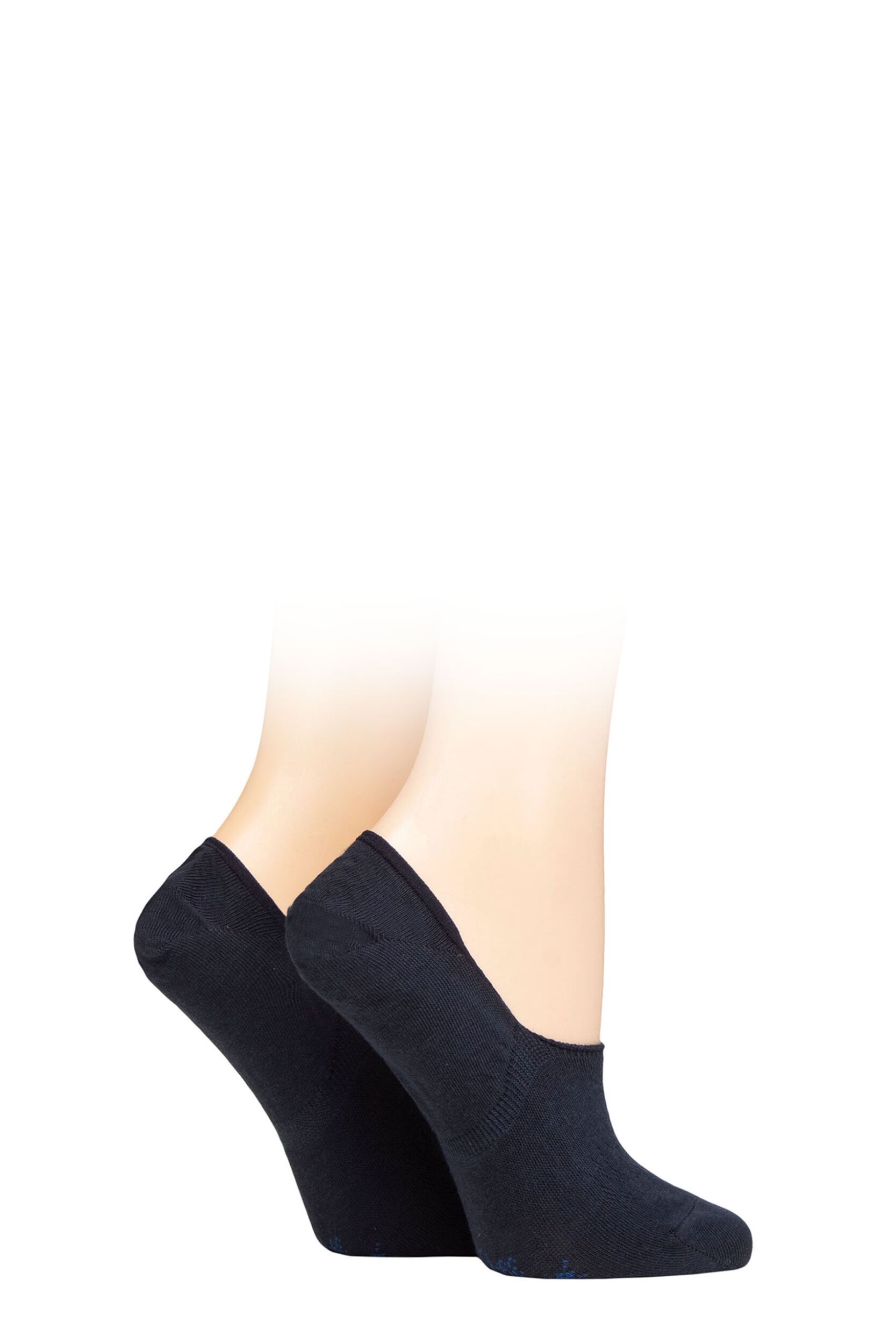 Women's 2 Pair Burlington Everyday Anti-Slip Heel Invisible Shoe Liners Marine 37-38