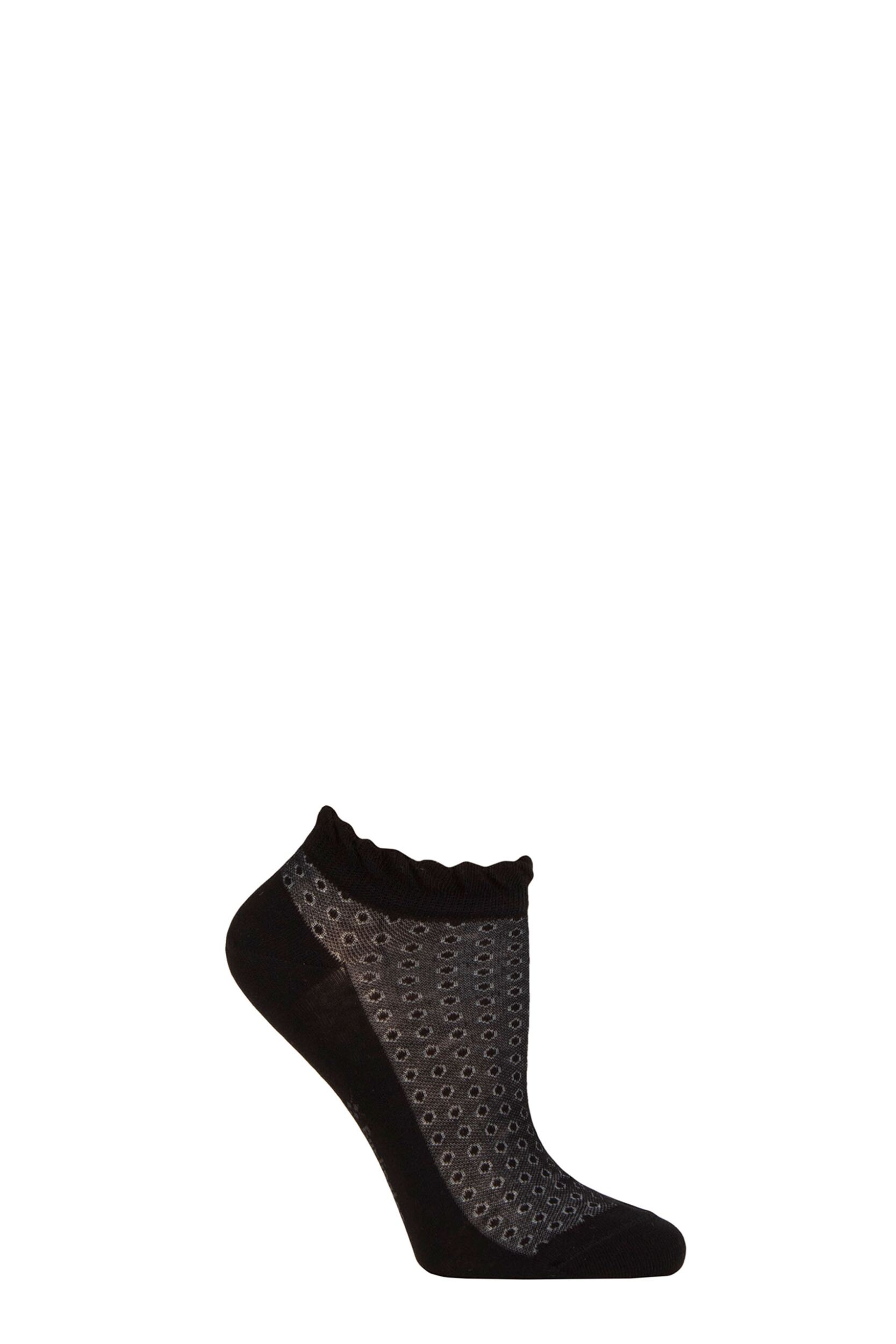 Women's 1 Pair Burlington Montrose Cotton Socks Black 3.5-7 Ladies