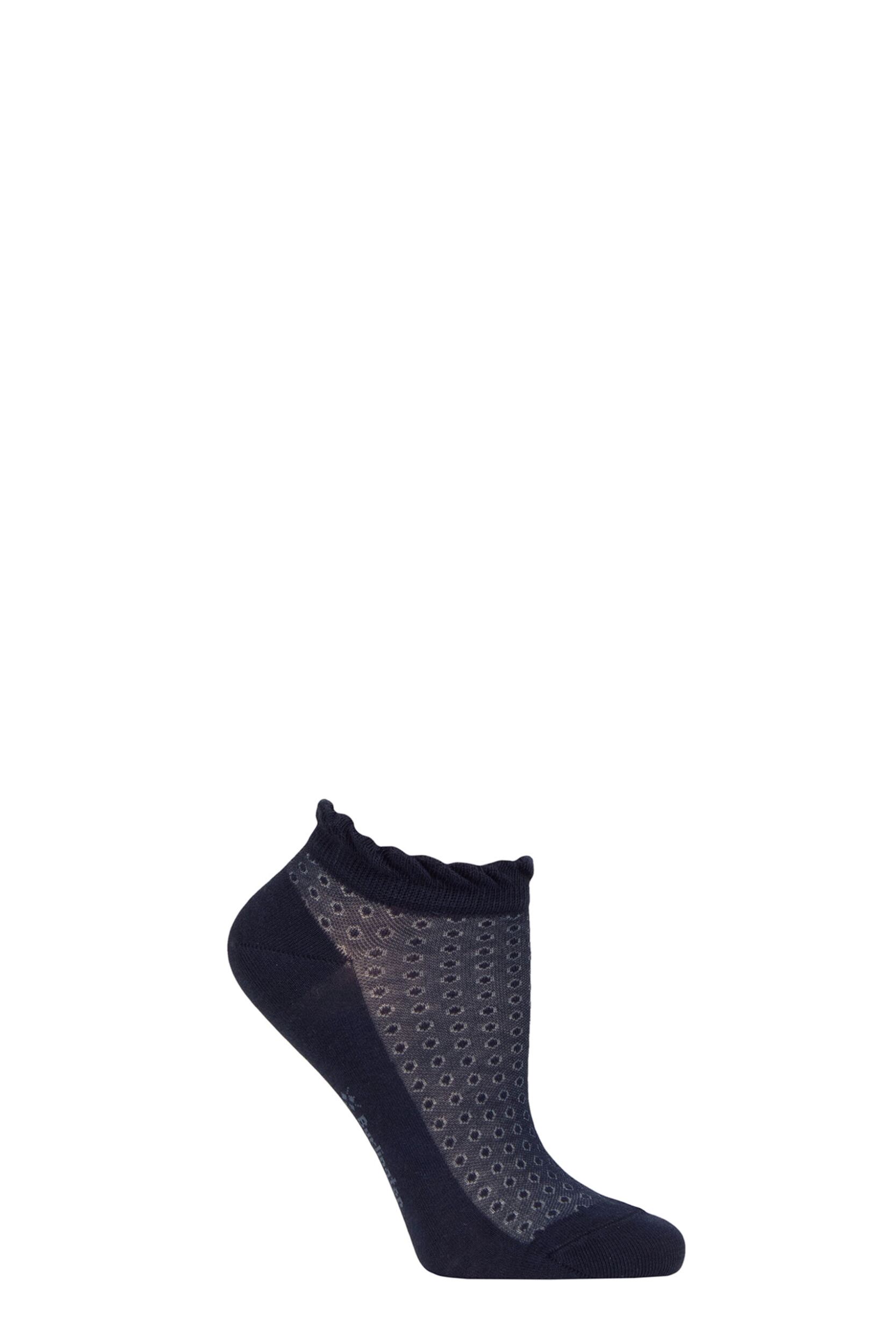 Women's 1 Pair Burlington Montrose Cotton Socks Navy 3.5-7 Ladies