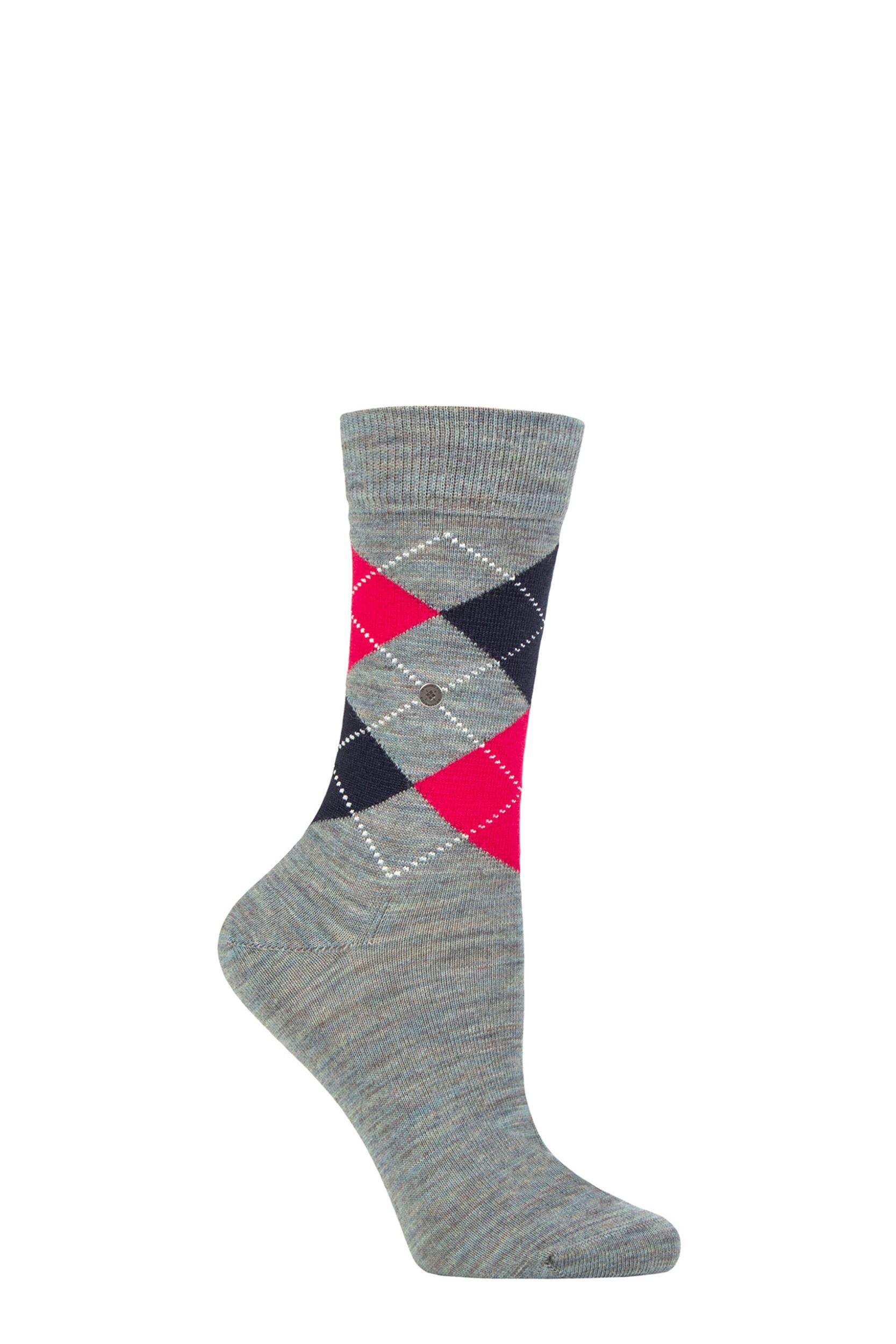 Women's 1 Pair Burlington Marylebone Melange Virgin Wool Socks Blue / Pink 3.5-7