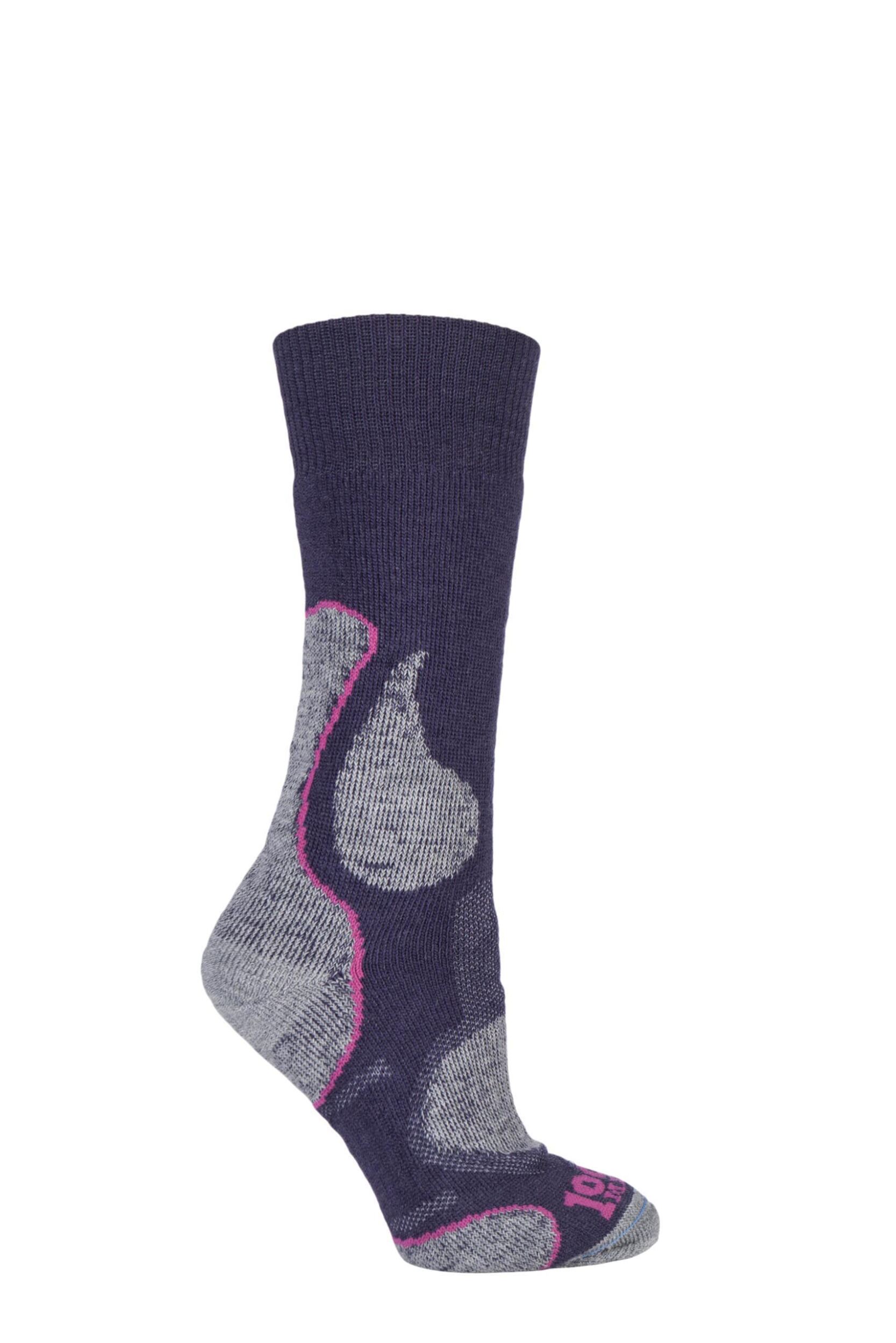 1 Pair Purple 3 Seasons Merino Wool Walking Socks Ladies 3-5.5 Ladies - 1000 Mile