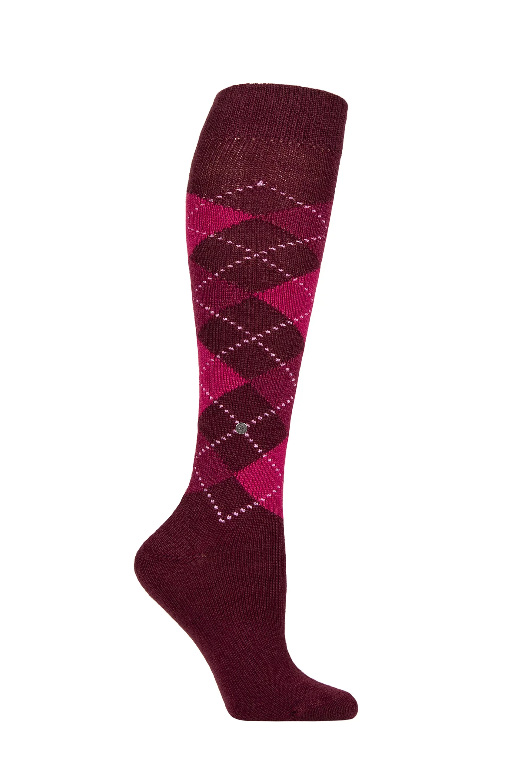 Women's 1 Pair Burlington Whitby Extra Soft Argyle Knee High Socks Phlox 3.5-7 Women'
