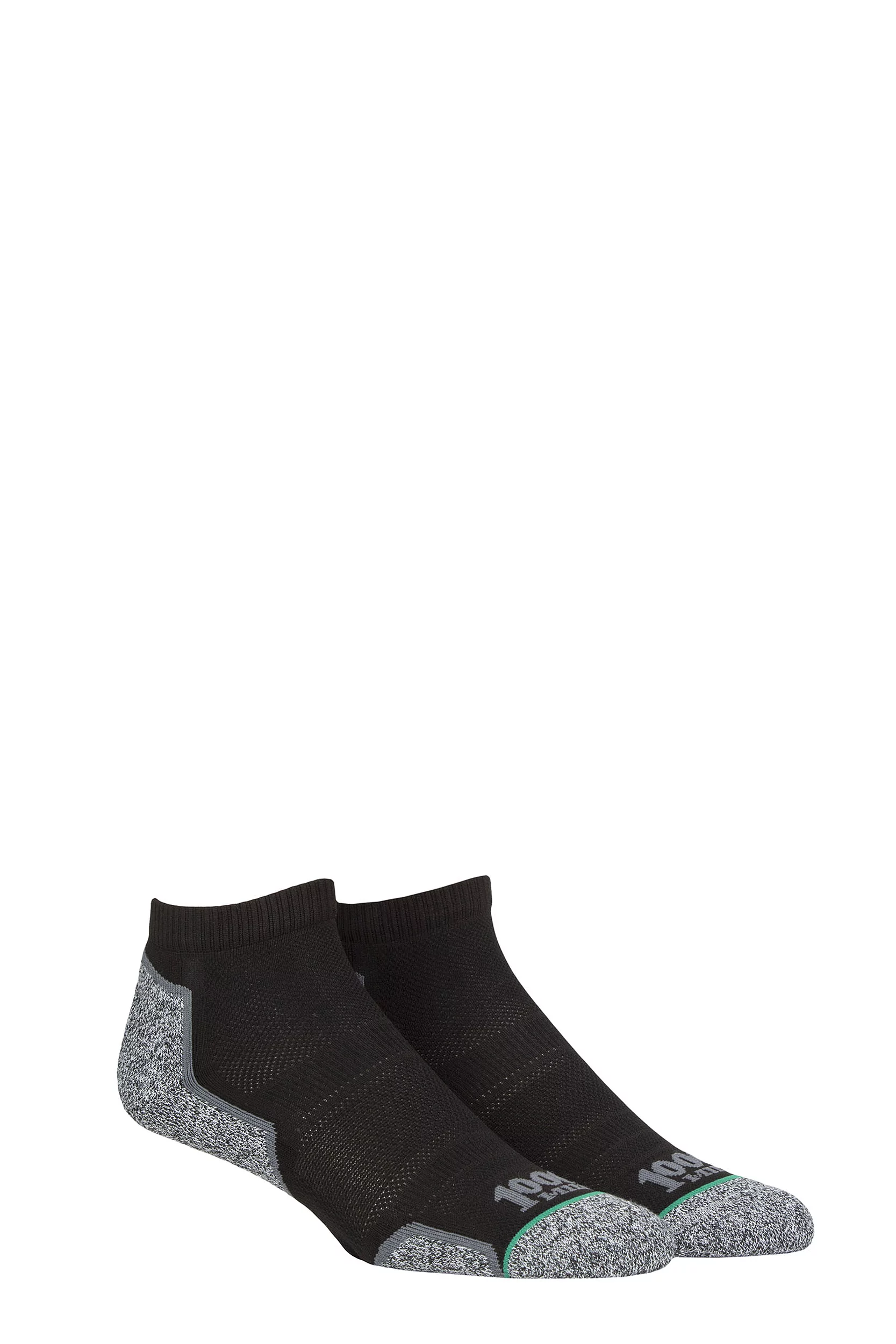 Mens and Women's 2 Pair 1000 Mile Run Anklet Socks Black 3-5.5 Ladies