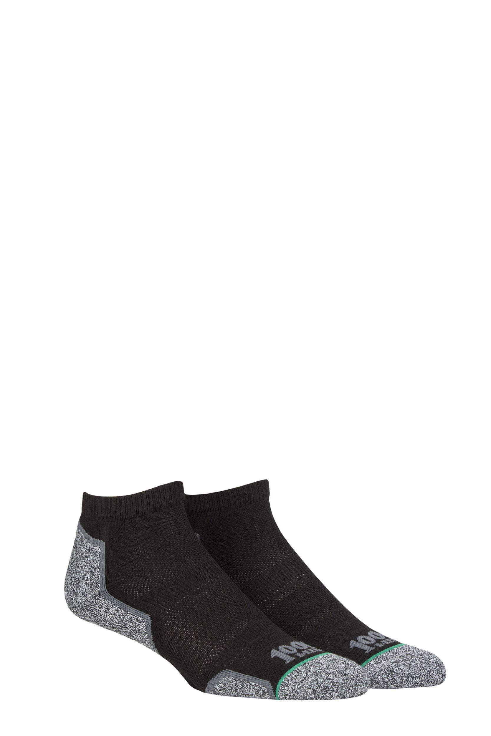 Mens and Women's 2 Pair 1000 Mile Run Anklet Socks Black 6-8.5 Ladies