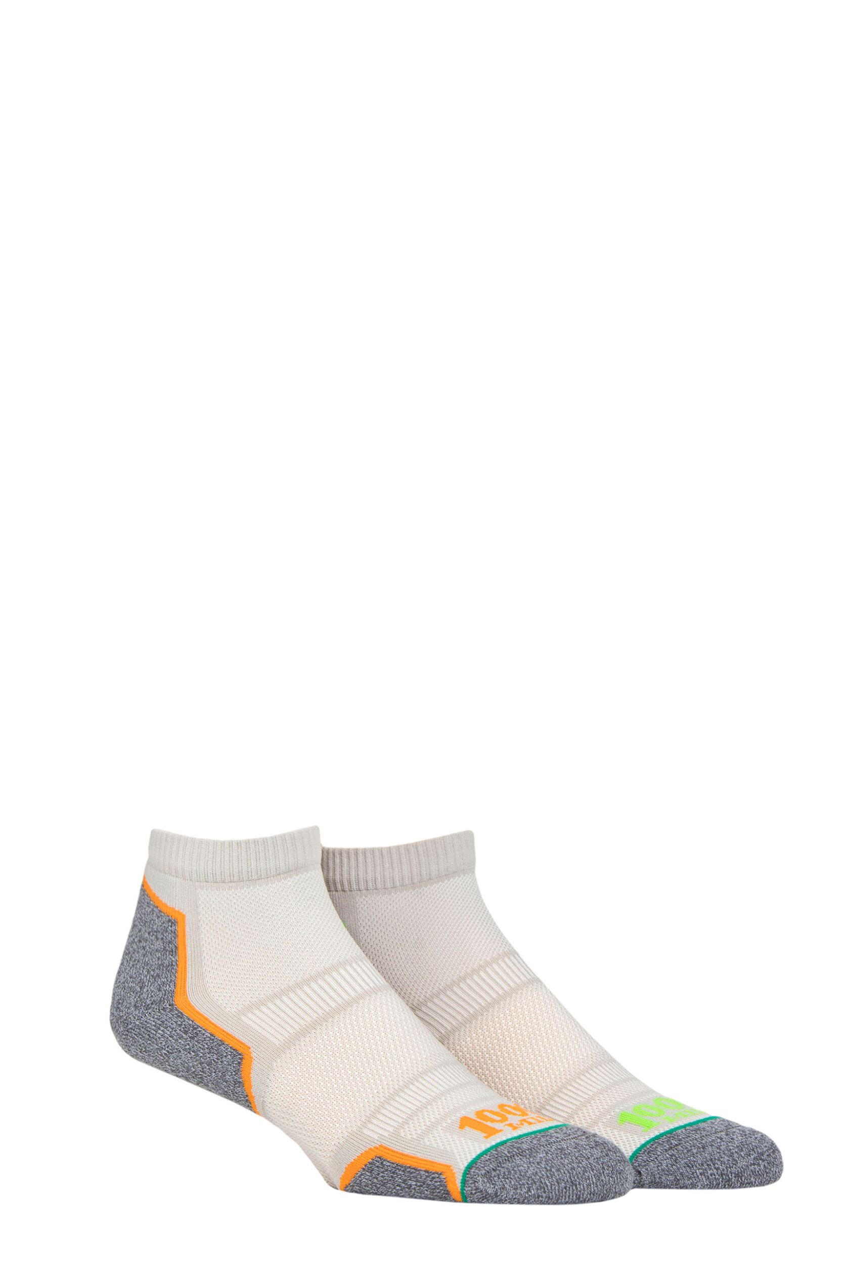 Mens and Women's 2 Pair 1000 Mile Run Anklet Socks Silver Grey 9-11.5 Mens