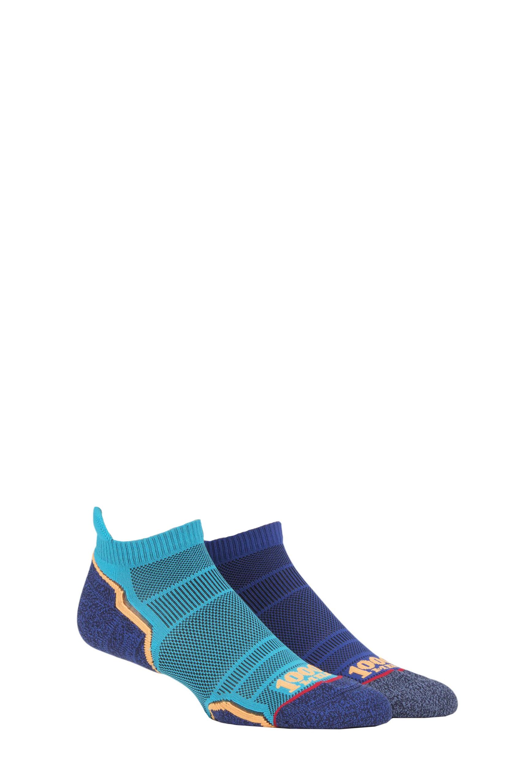 Mens and Women's 2 Pair 1000 Mile Run Anklet Socks Kingfisher 6-8.5 Mens