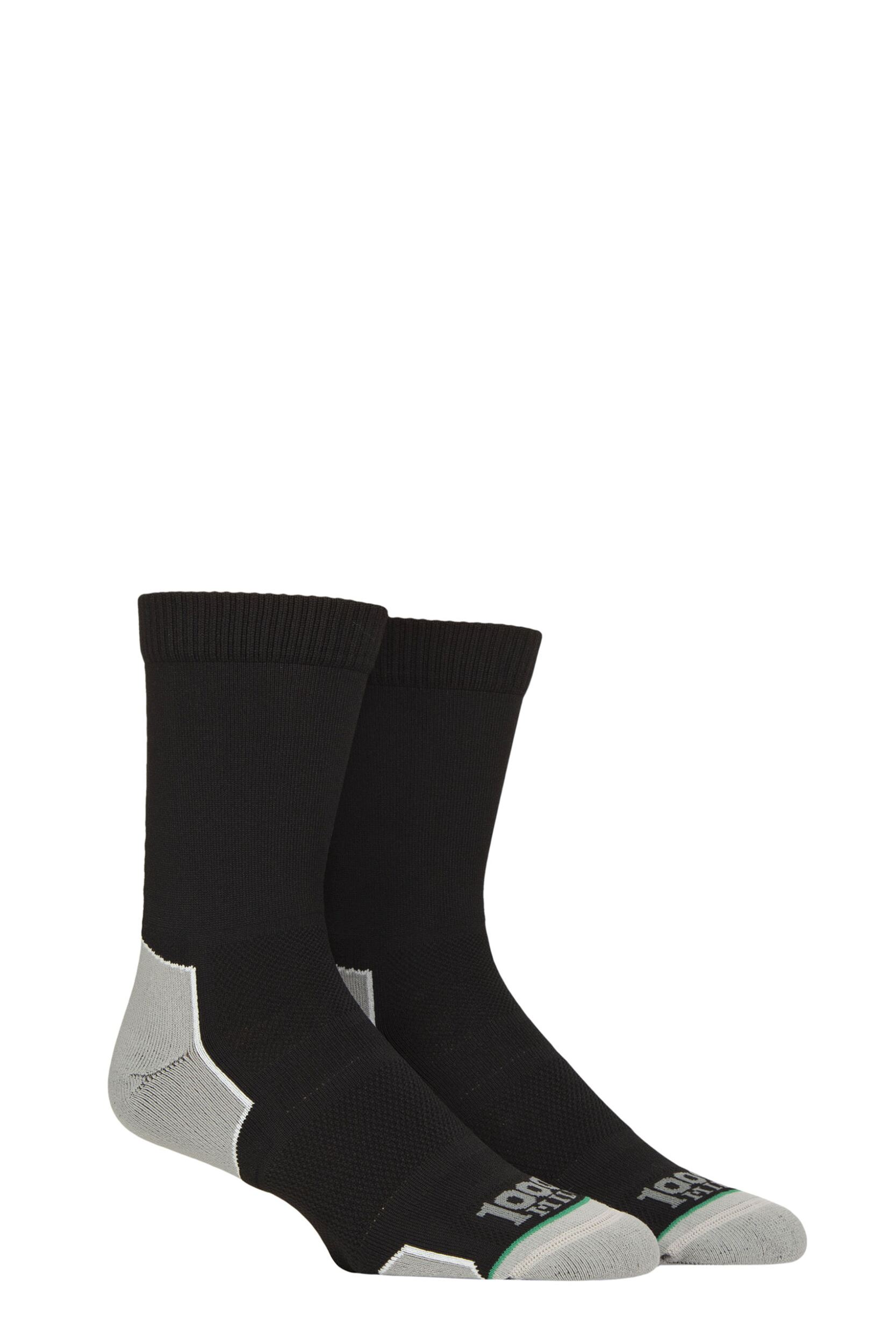 Mens and Women's 2 Pair 1000 Mile Run Repreve Crew Socks Black Women's 6-8.5