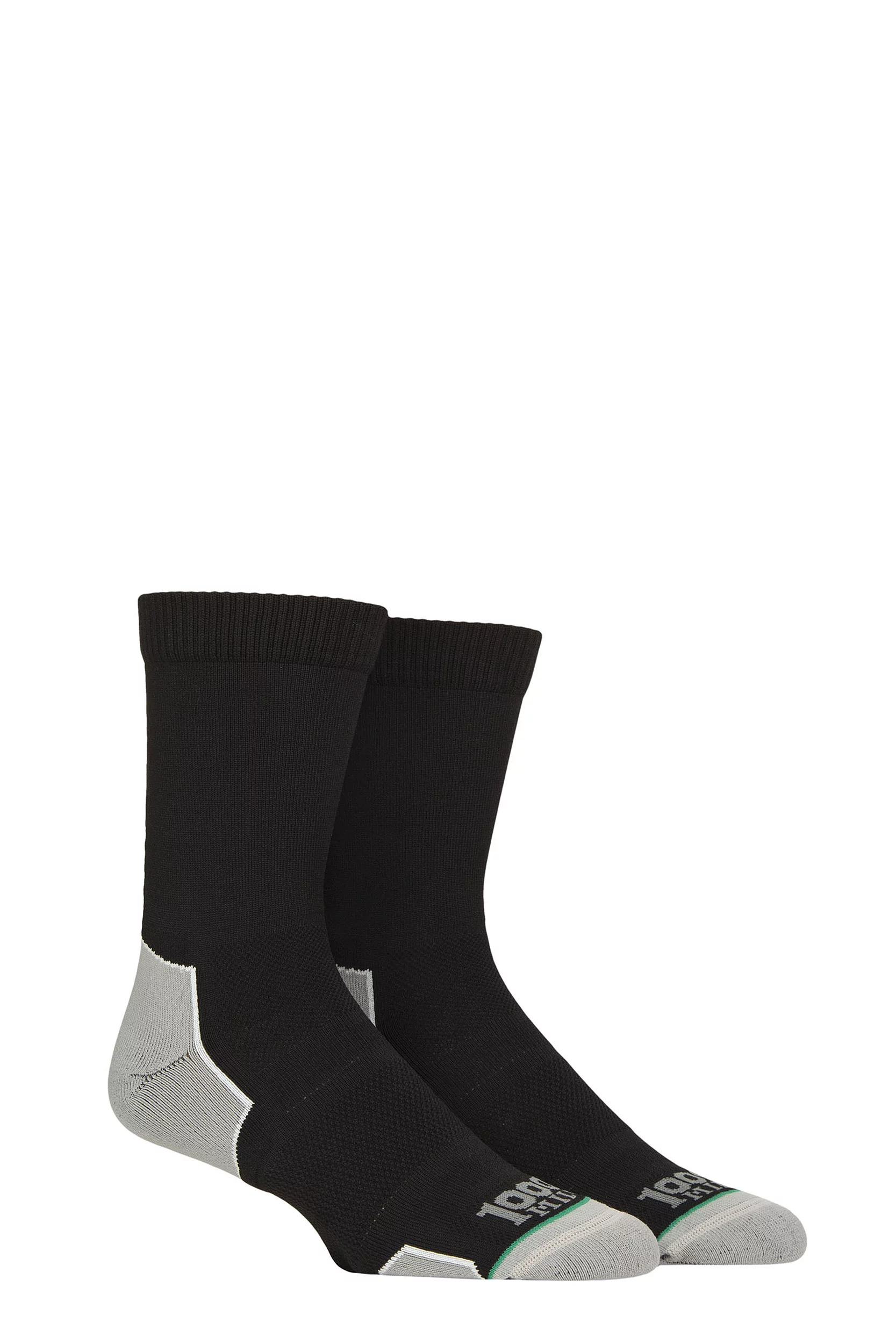 Mens and Women's 2 Pair 1000 Mile Run Repreve Crew Socks Black Women's 6