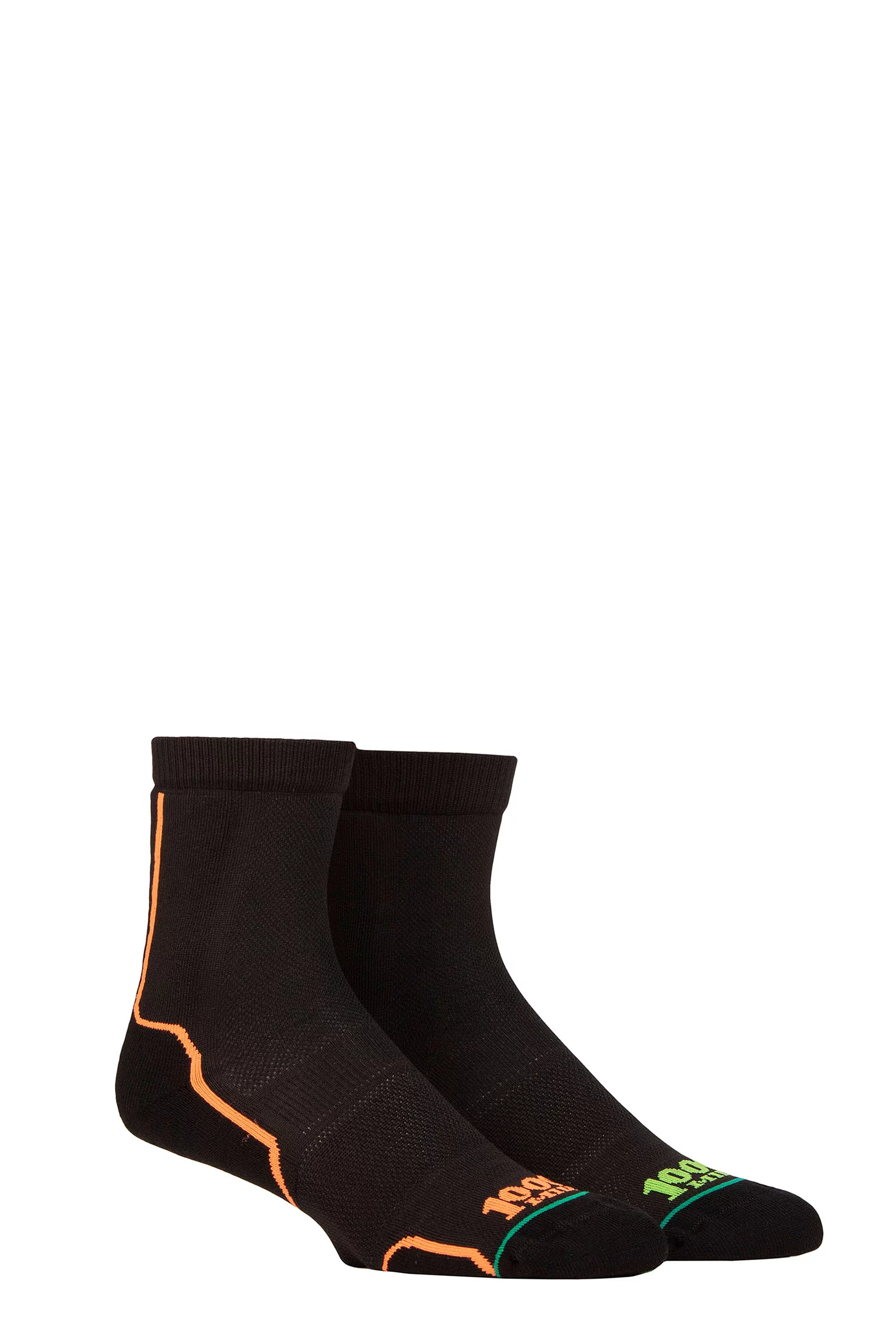 1000 Mile 2 Pair Repreve Trail Socks Black Orange 12-14 Mens