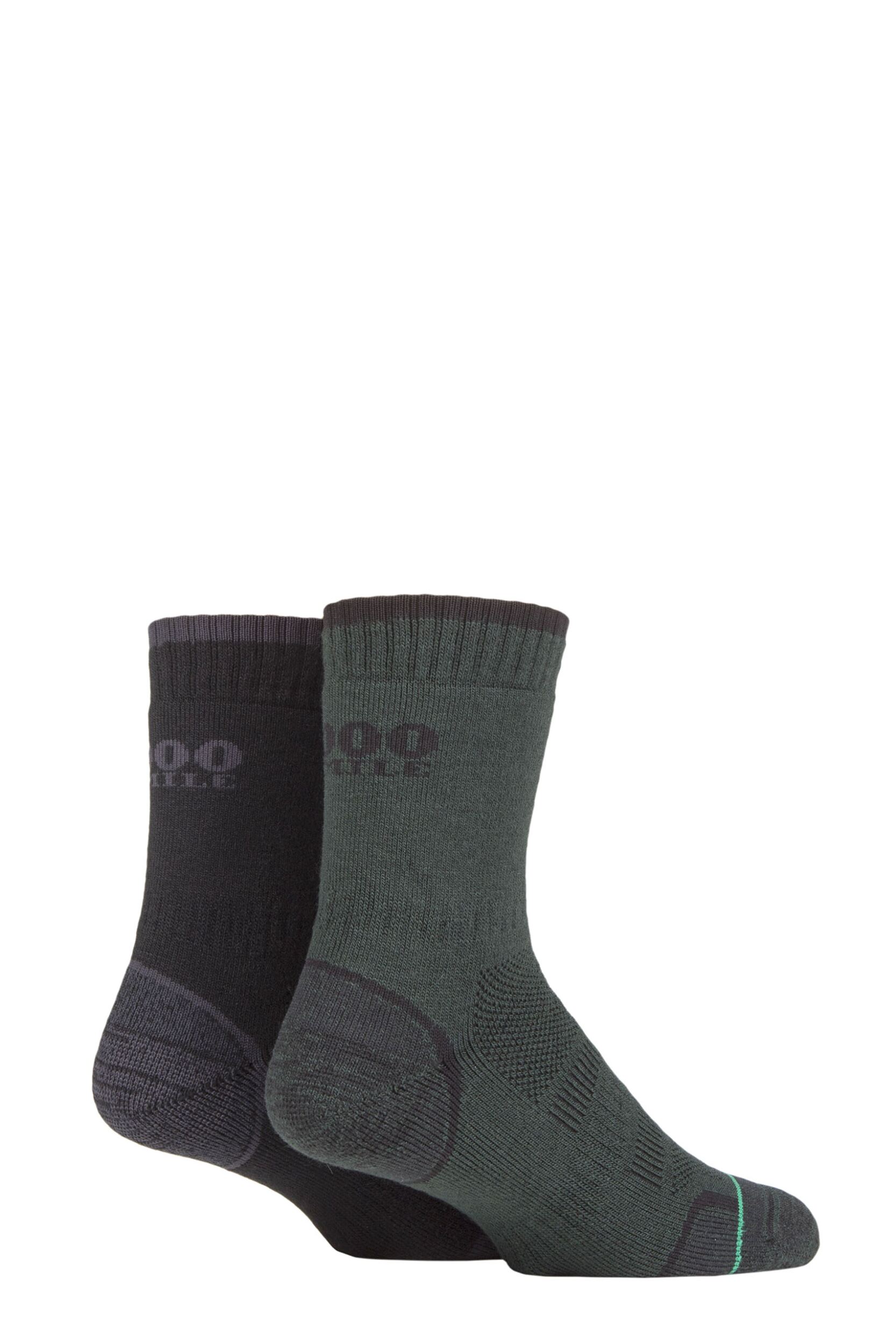 Image of Mens and Women's 2 Pair 1000 Mile Combat Socks Green / Charcoal 3-5.5