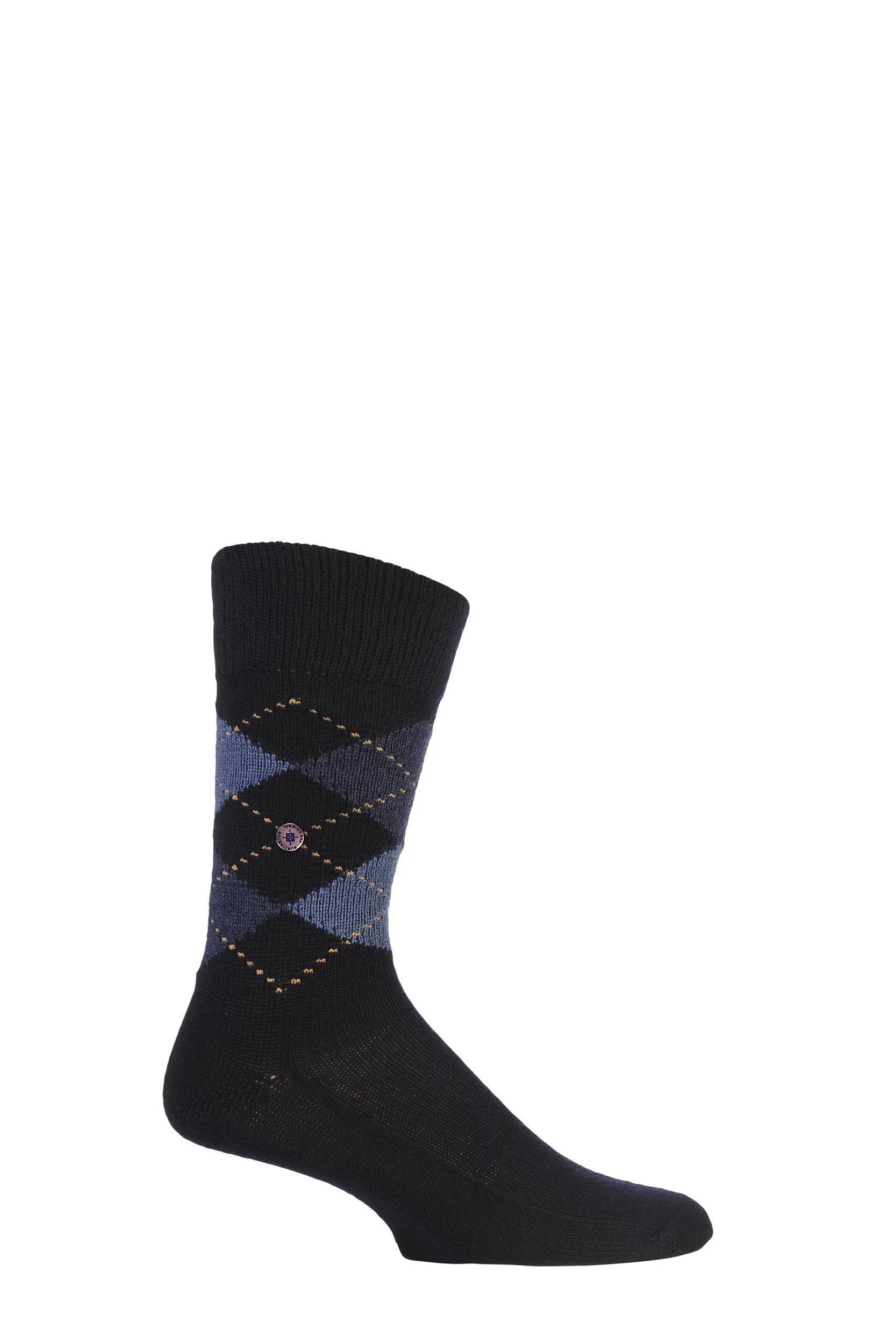 Mens 1 Pair Burlington Preston Extra Soft Feeling Argyle Socks Navy 46