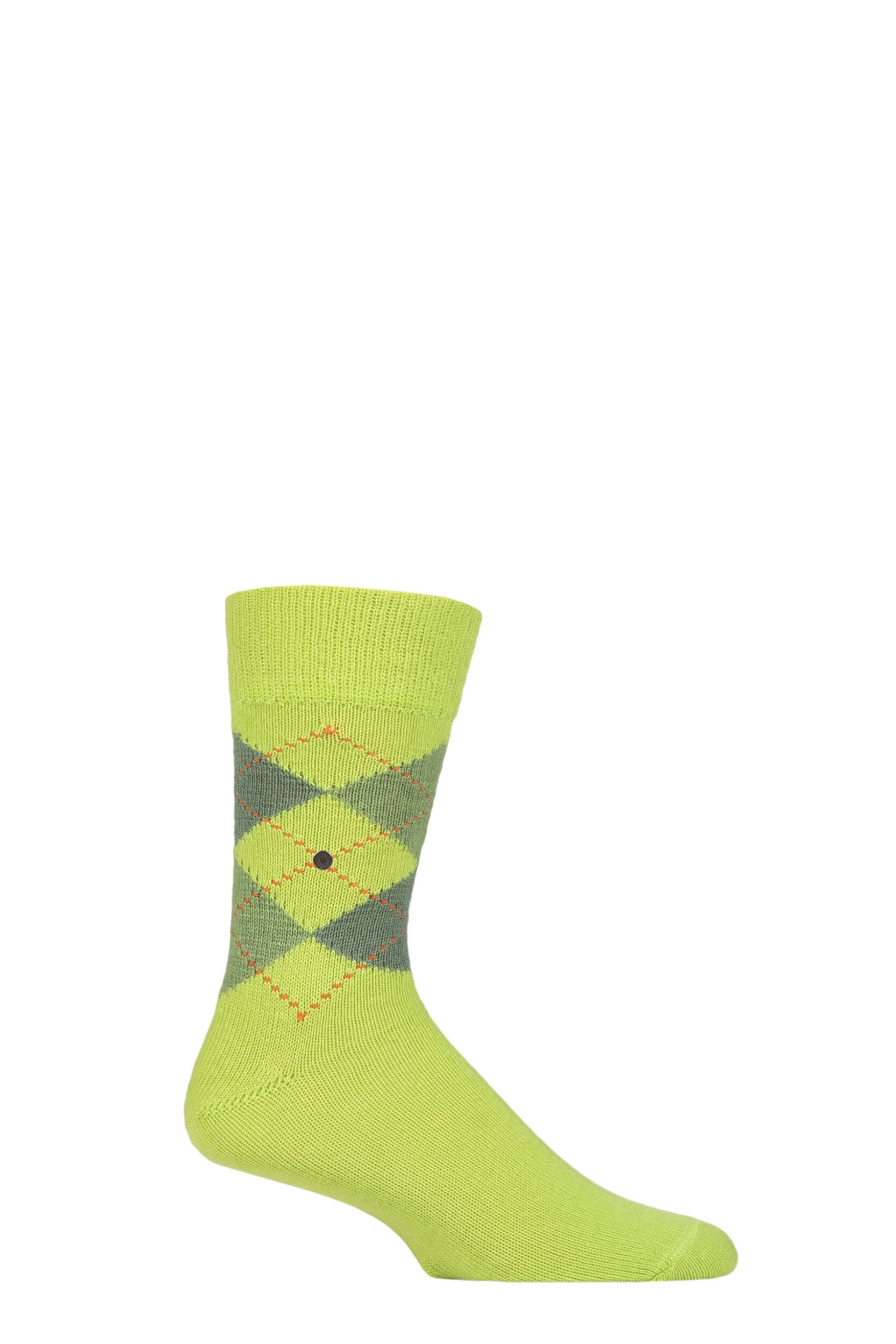 Mens 1 Pair Burlington Preston Extra Soft Feeling Argyle Socks Acid 6.5-11 Mens