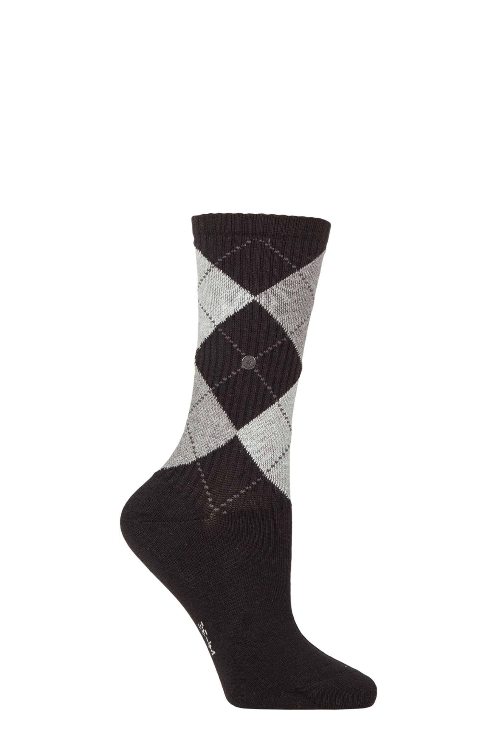 Women’s 1 Pair Burlington Courtside Ribbed Cotton Socks Black 3.5-7 Women’s