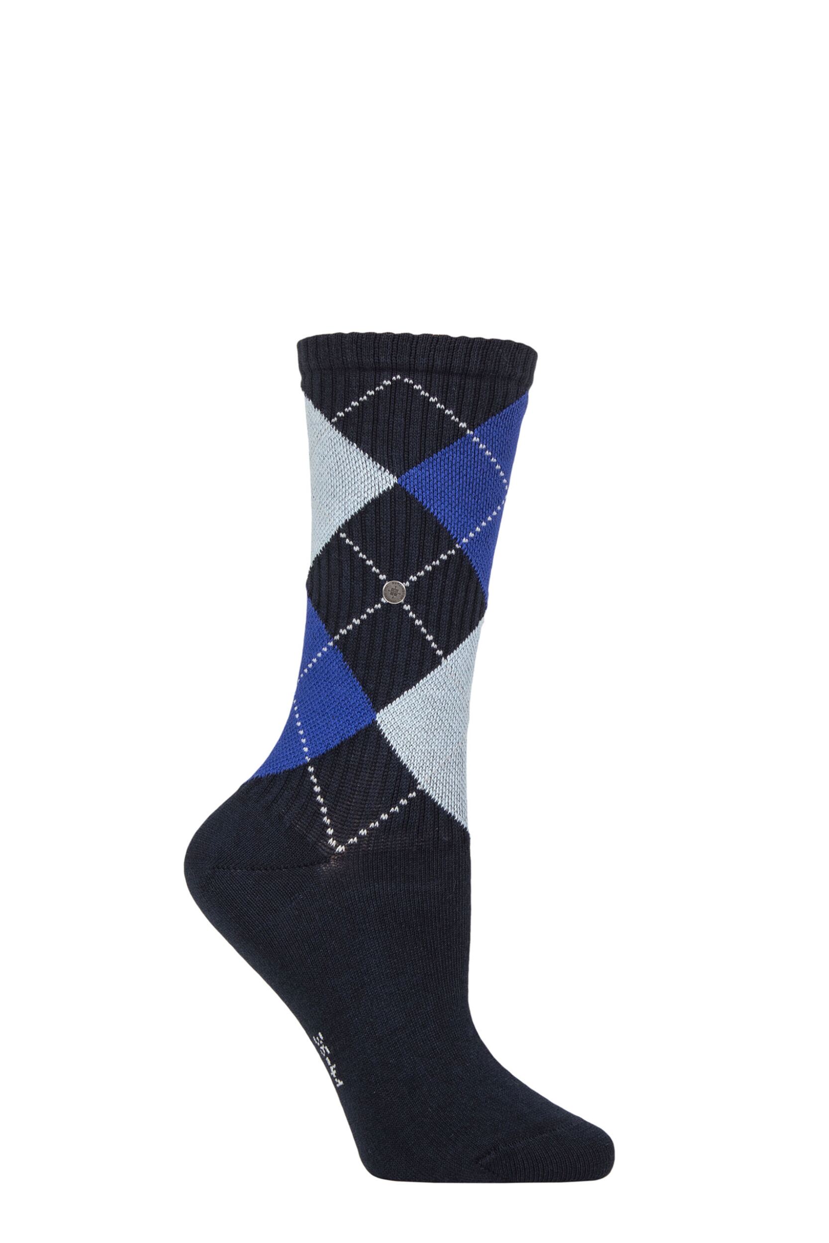 Women's 1 Pair Burlington Courtside Ribbed Cotton Socks Navy 3.5-7 Women's