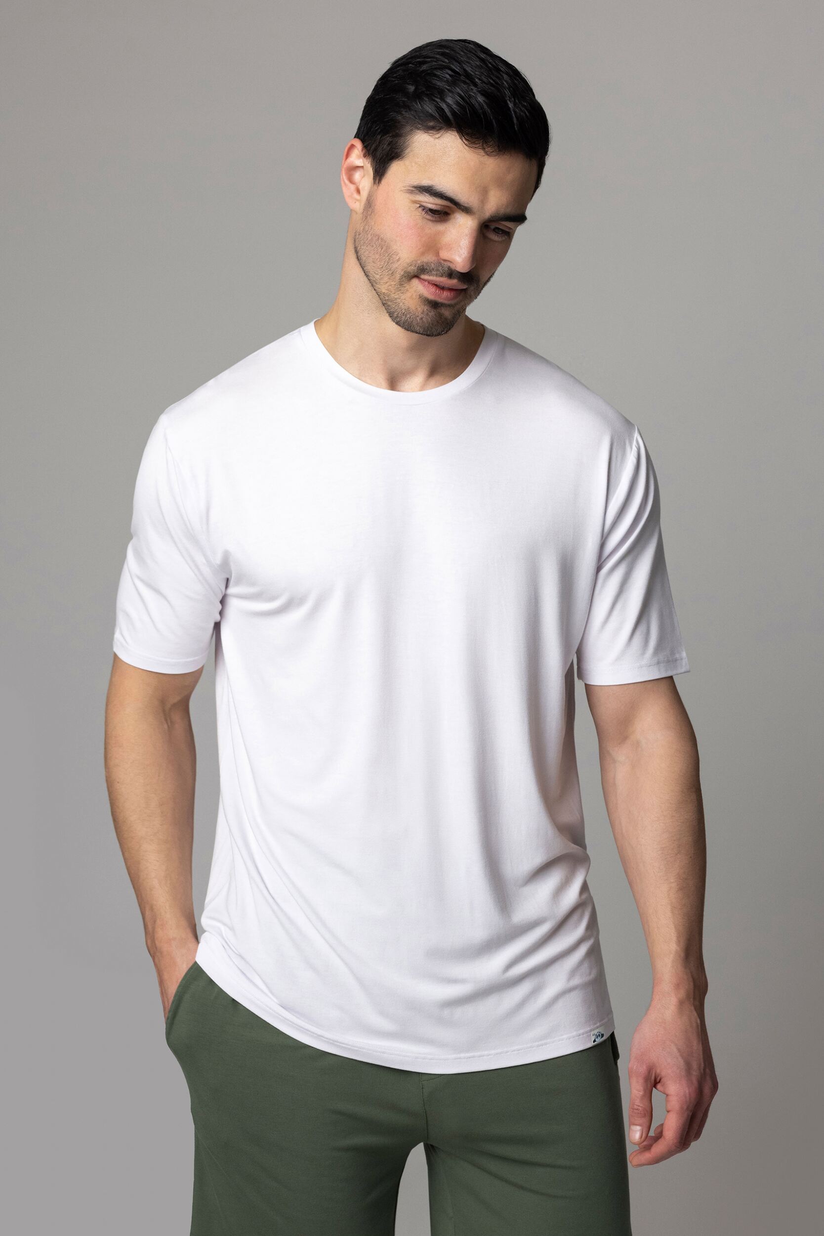 Mens 1 Pack Lazy Panda Bamboo Loungewear Selection T-Shirt White Large