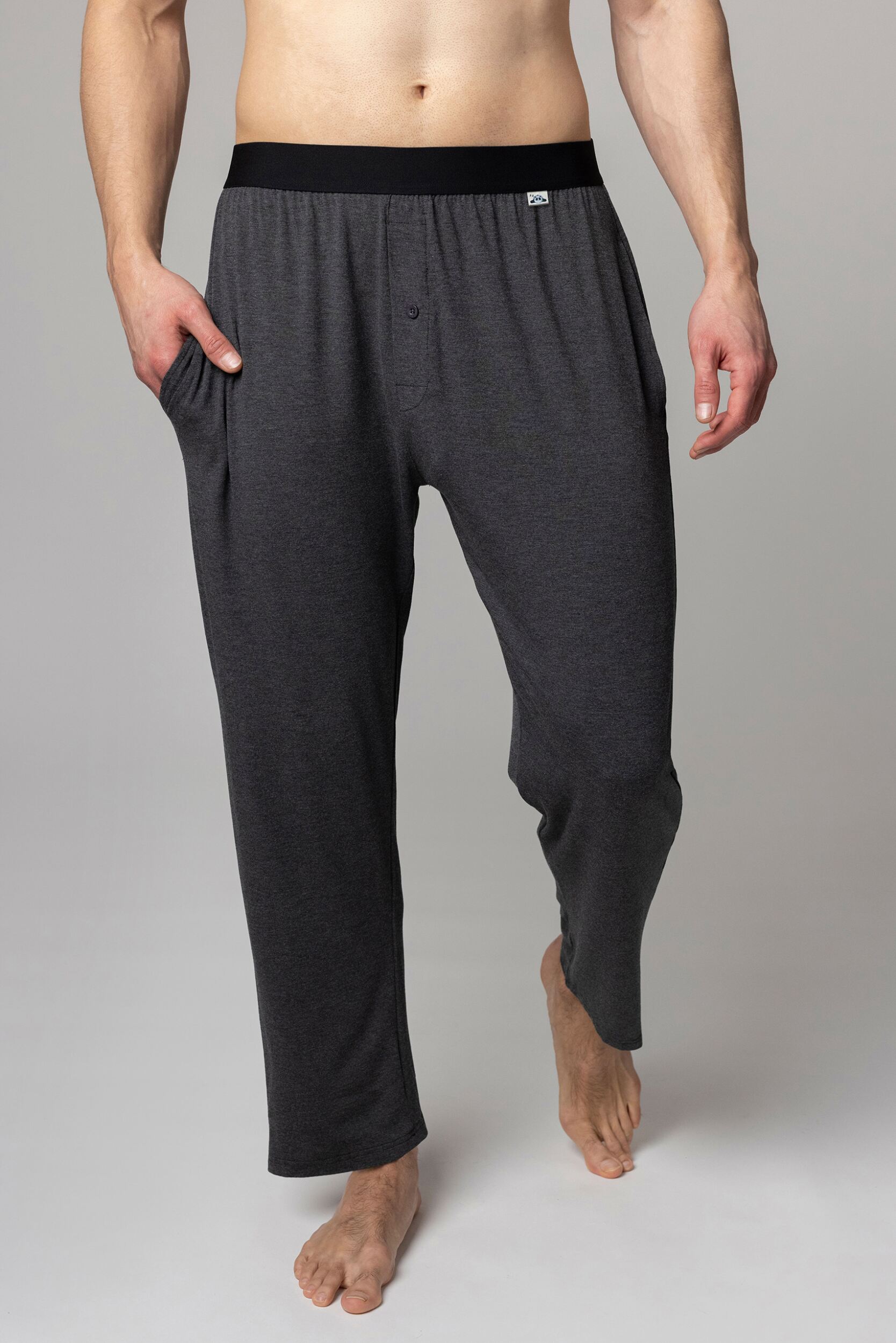 Mens 1 Pack Lazy Panda Bamboo Loungewear Selection Classic Bottoms Dark Charcoal Classic Bottoms Extra Large