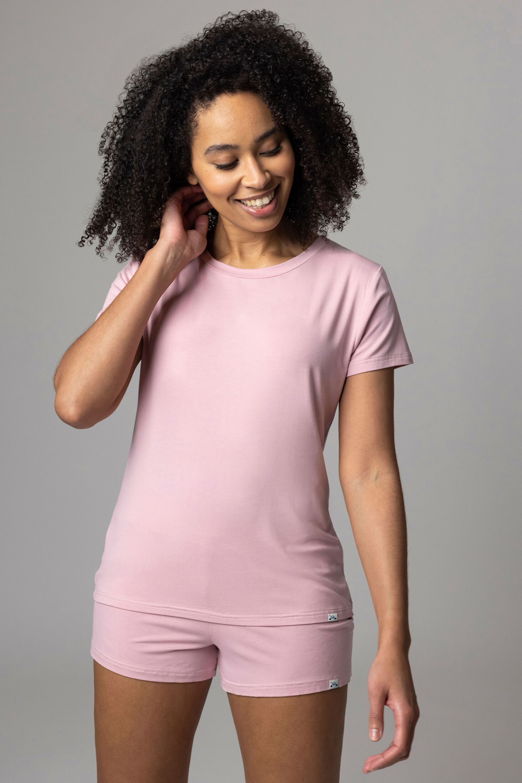 Women's 1 Pack Lazy Panda Bamboo Loungewear Selection T-Shirt Pale Pink T-Shirt 14 Ladies