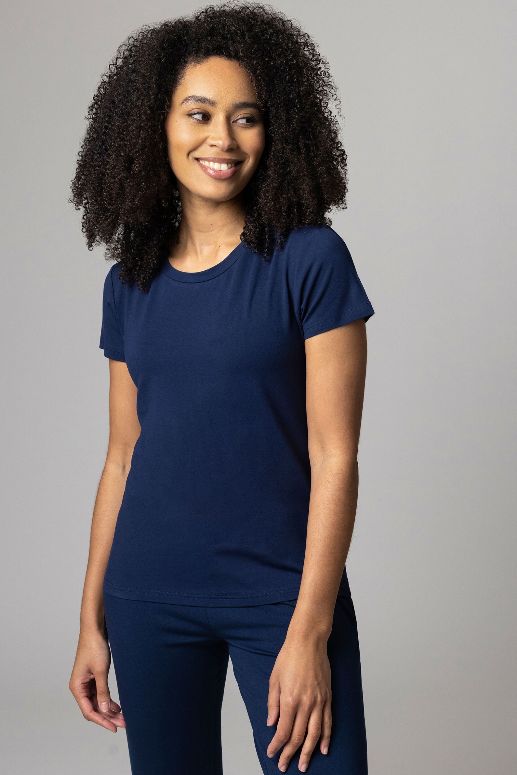 Women's 1 Pack Lazy Panda Bamboo Loungewear Selection T-Shirt Navy T-Shirt 12 Ladies
