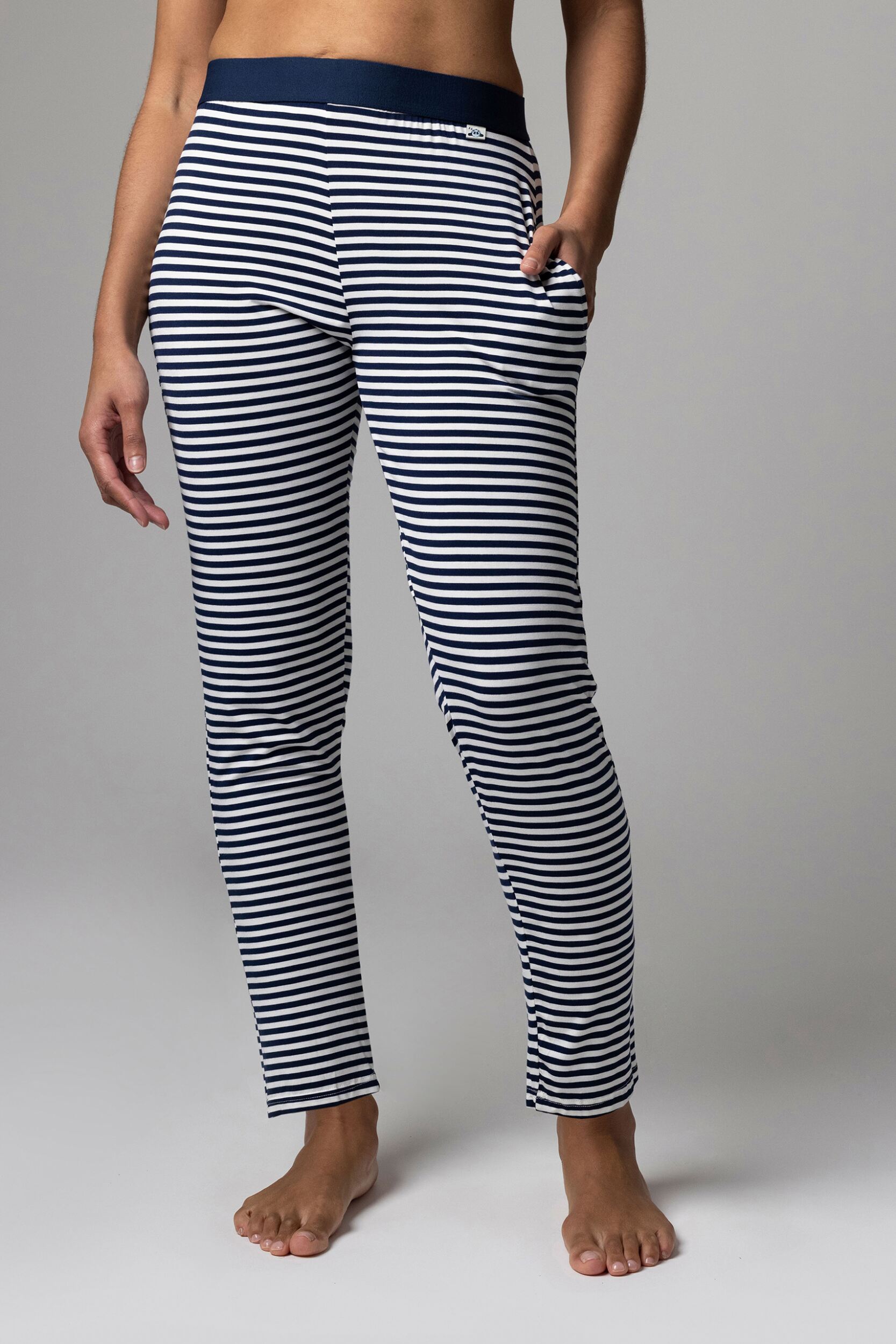 Women's 1 Pack Lazy Panda Bamboo Loungewear Selection Classic Bottoms Navy Stripe Classic Bottoms 14 Ladies