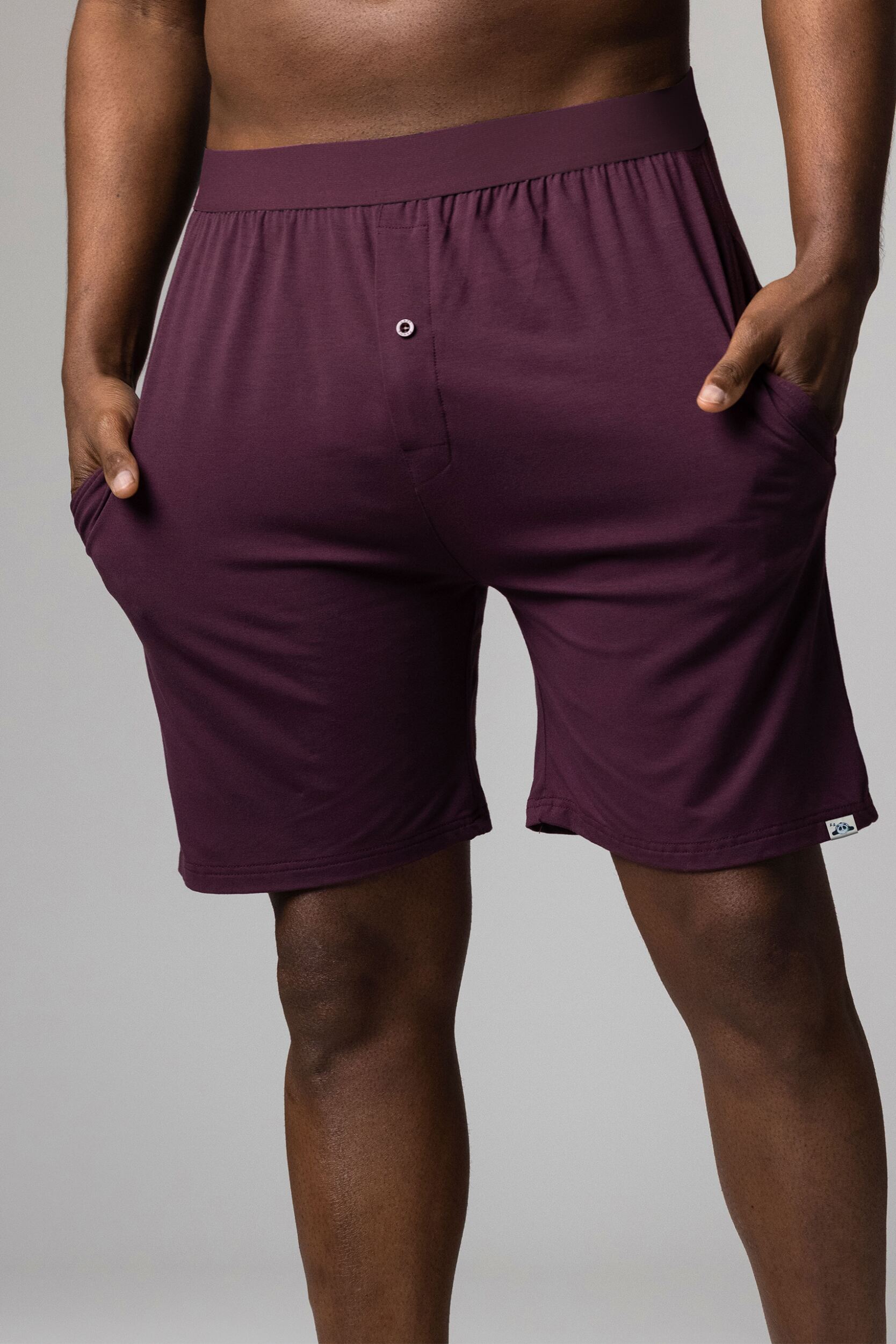 Mens 1 Pack Lazy Panda Bamboo Loungewear Selection Shorts Burgundy Large