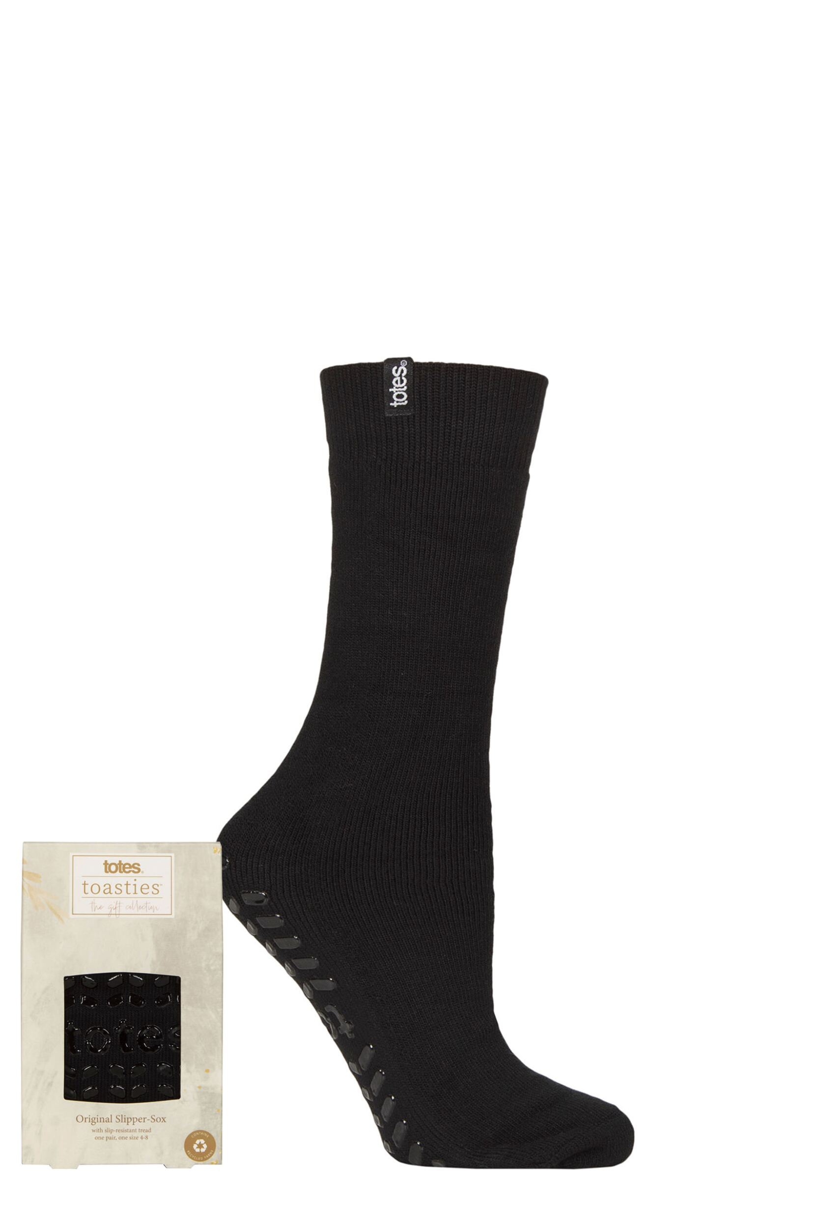 Image of 1 Pair Black Originals Slipper Socks Ladies One Size - Totes