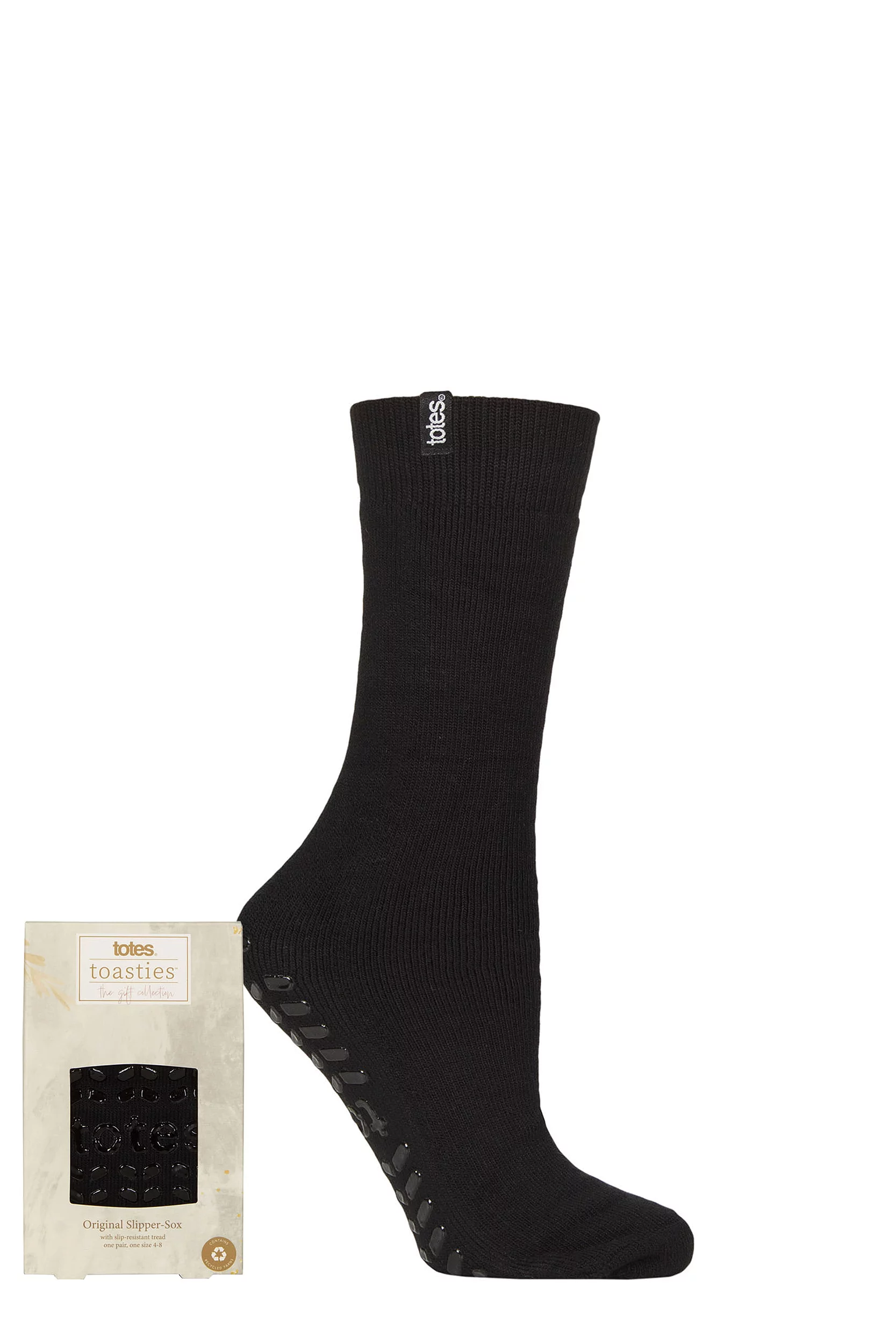 1 Pair Black Originals Slipper Socks Ladies One Size - Totes