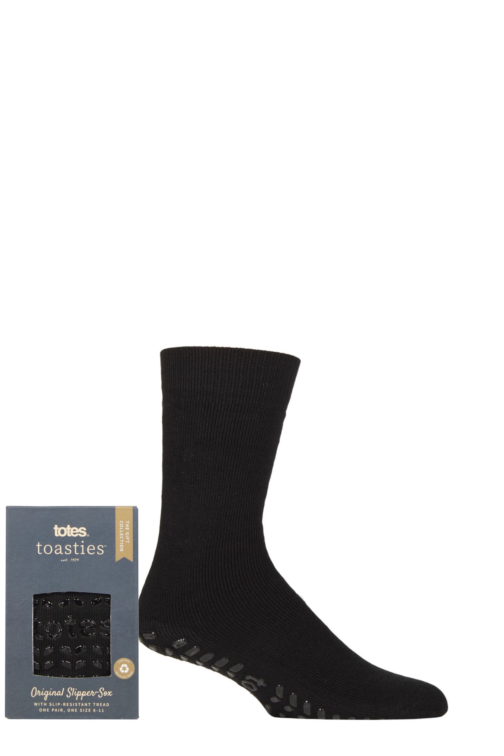 1 Pair Black Originals Slipper Socks Men's One Size - Totes