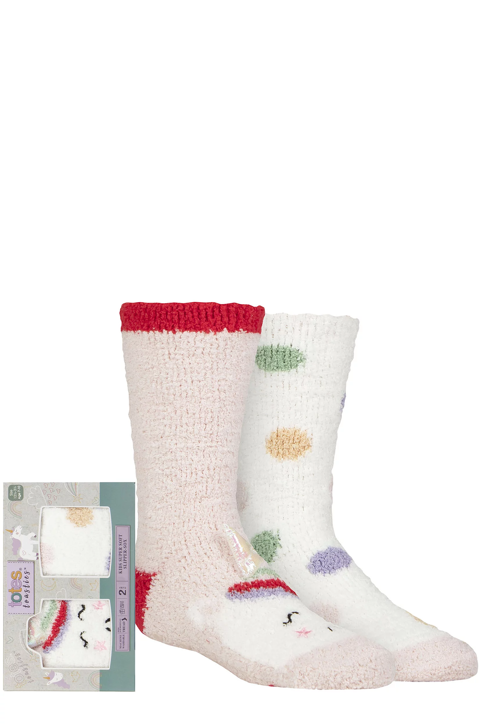 Boys and Girls 2 Pair Totes Super Soft Slipper Socks Unicorn 7-10 Years
