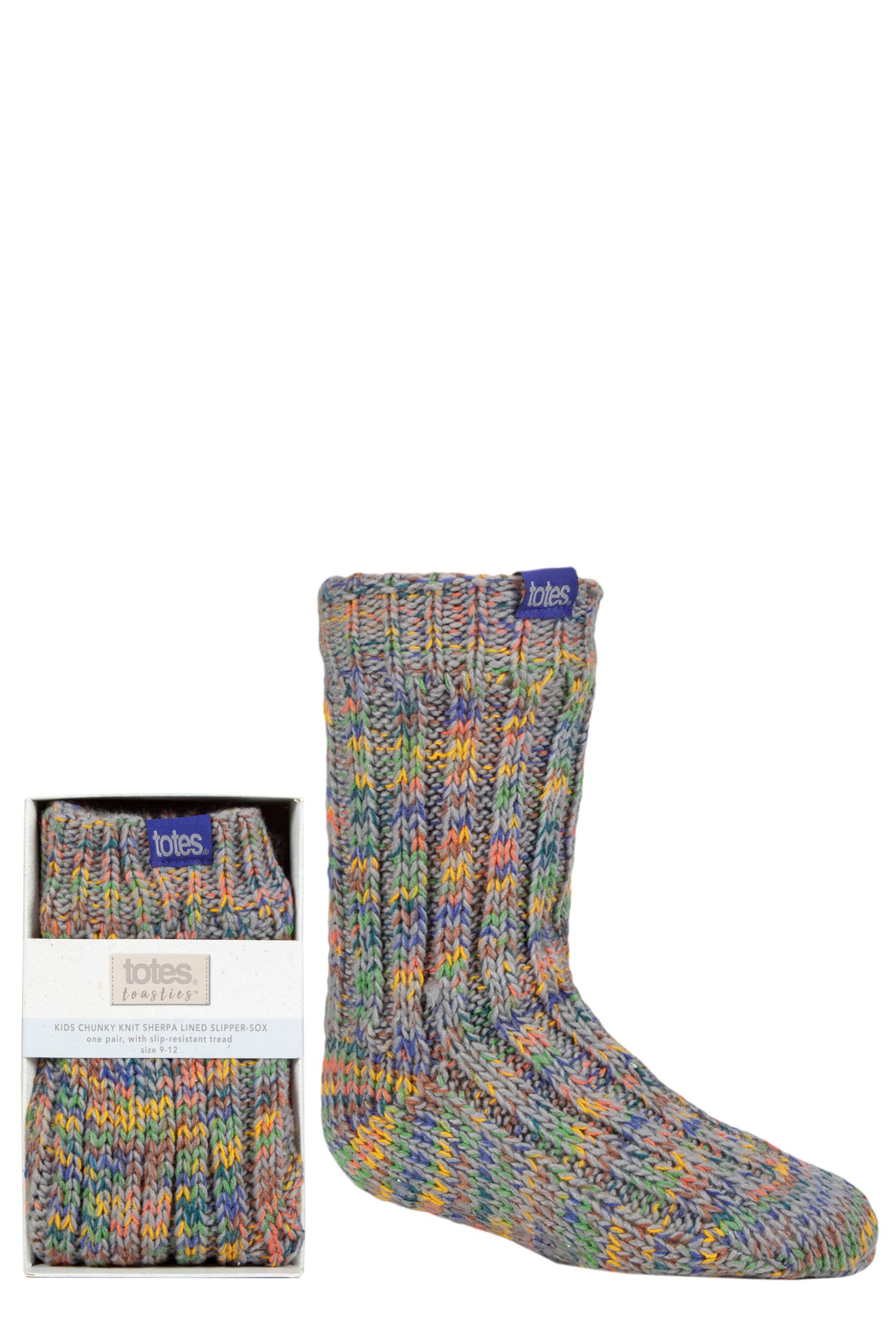 Boys and Girls 1 Pair Totes Chunky Slipper Socks Multi 4-6 Years