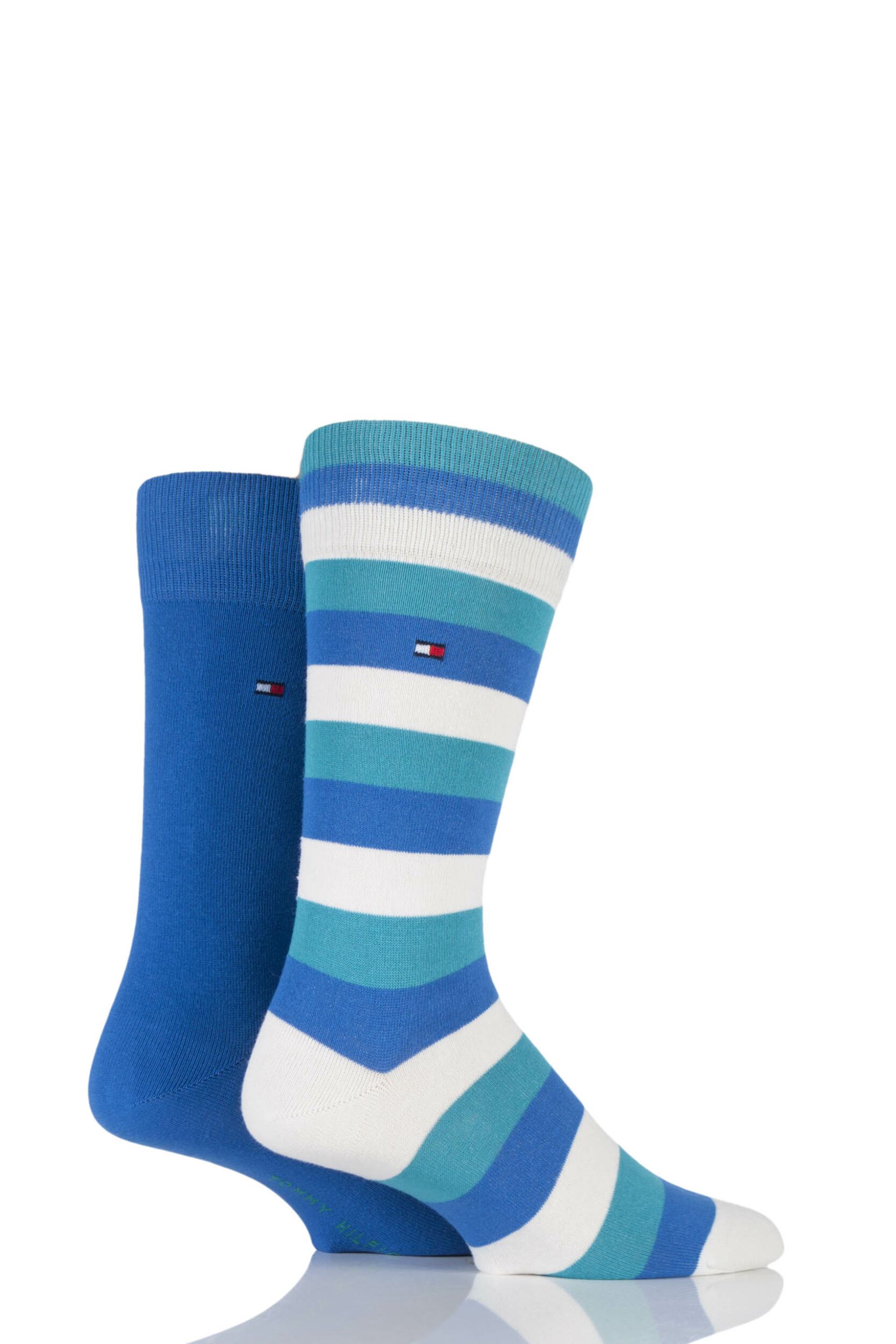 Mens 2 Pair Tommy Hilfiger Regency Striped and Plain Cotton Socks | eBay