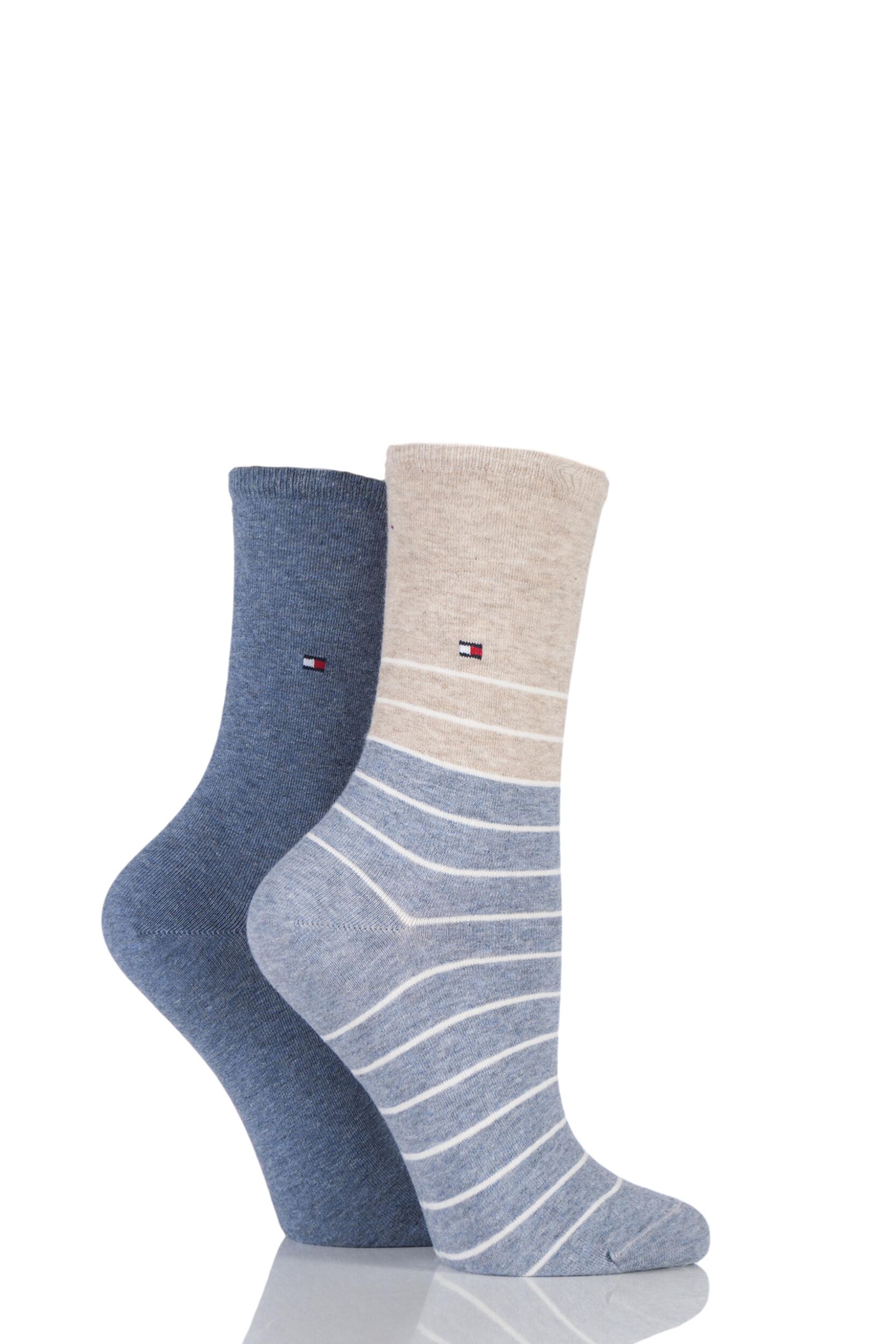 Ladies 2 Pair Tommy Hilfiger Breton Striped Cotton Socks