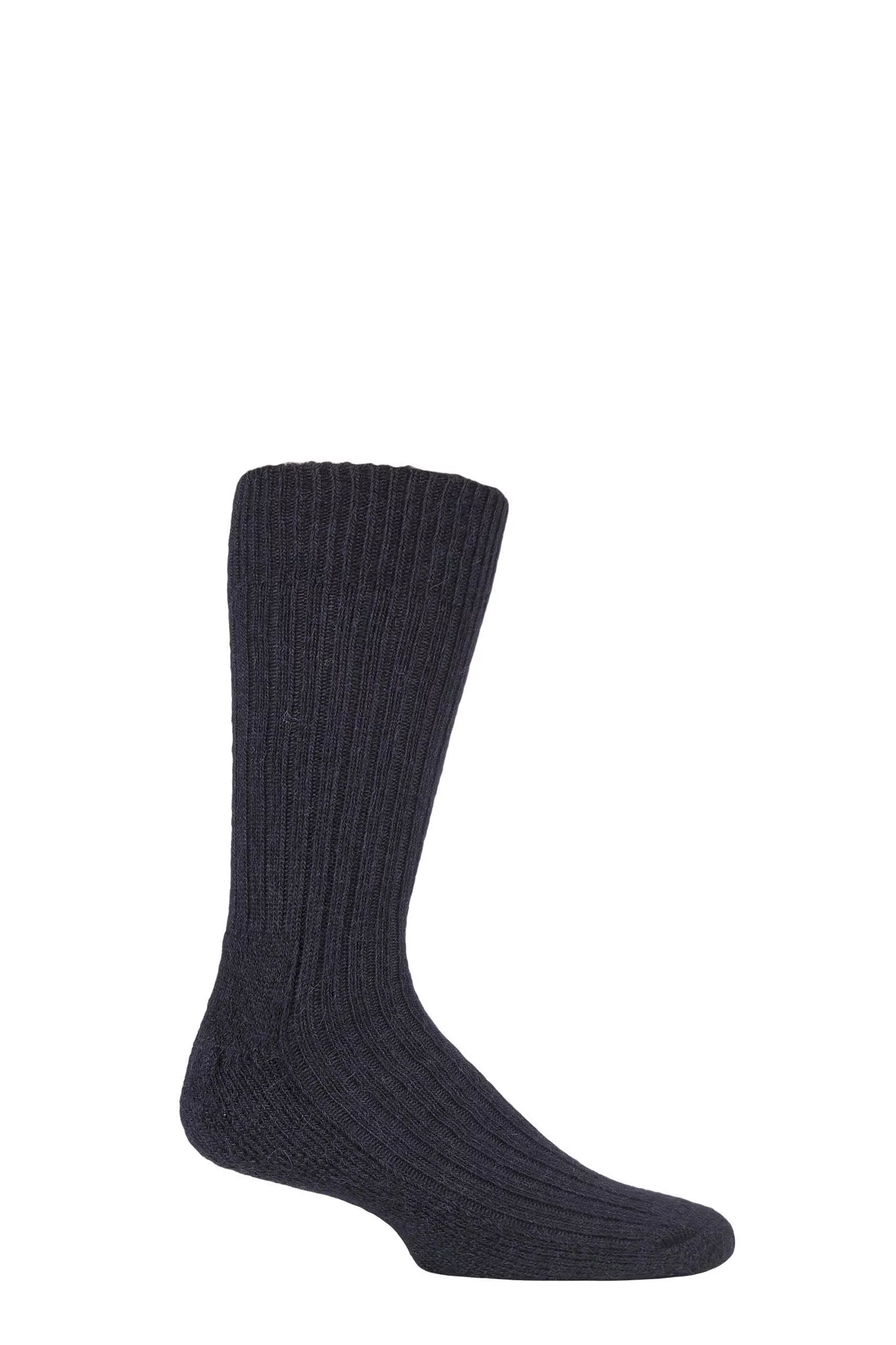 1 Pair Jet Black of London Alpaca Ribbed Boot Socks With Cushioning Unisex 8-10 Unisex - SOCKSHOP of London