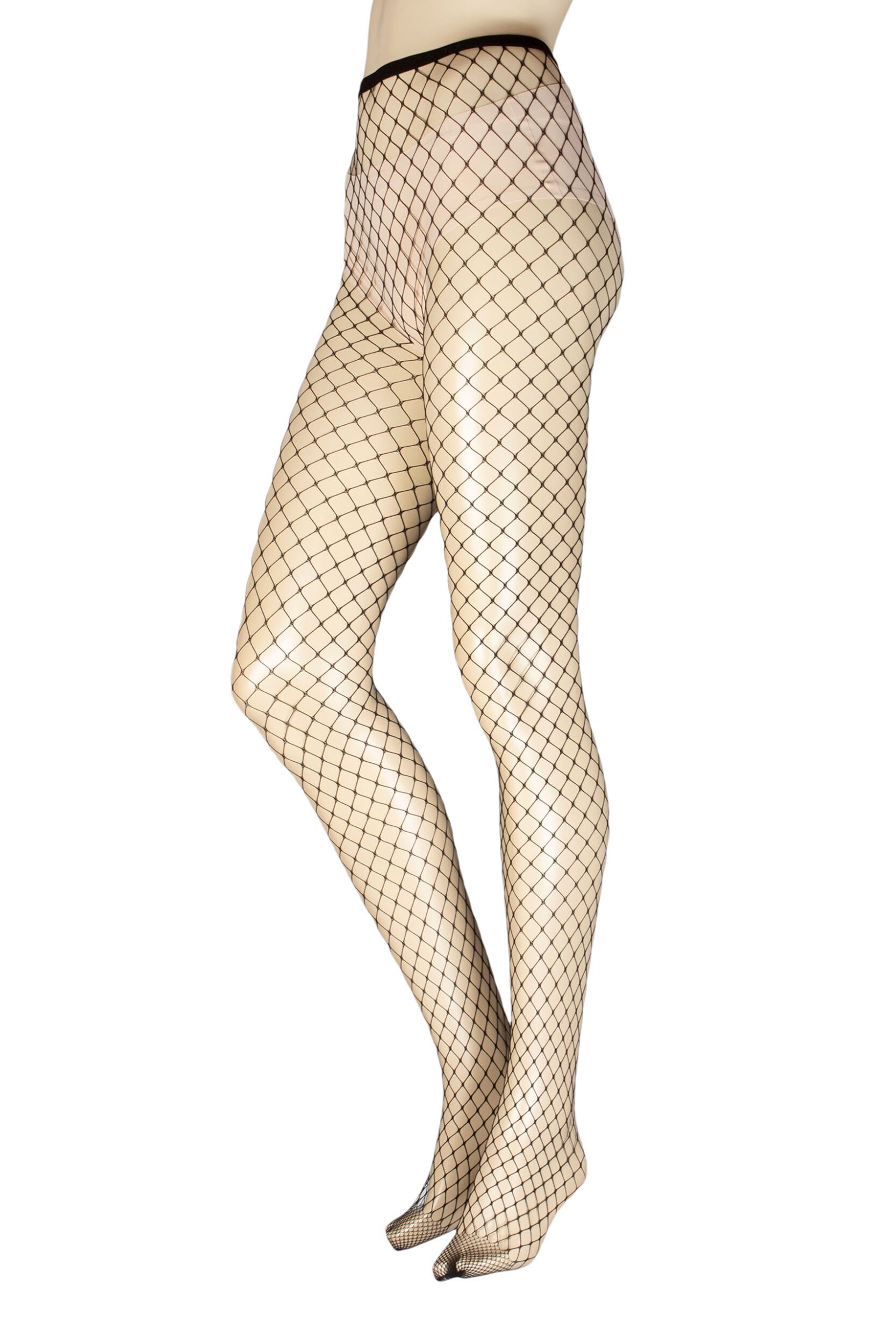 Ladies 1 Pair Falke Classic Net Tights Black Small / Medium