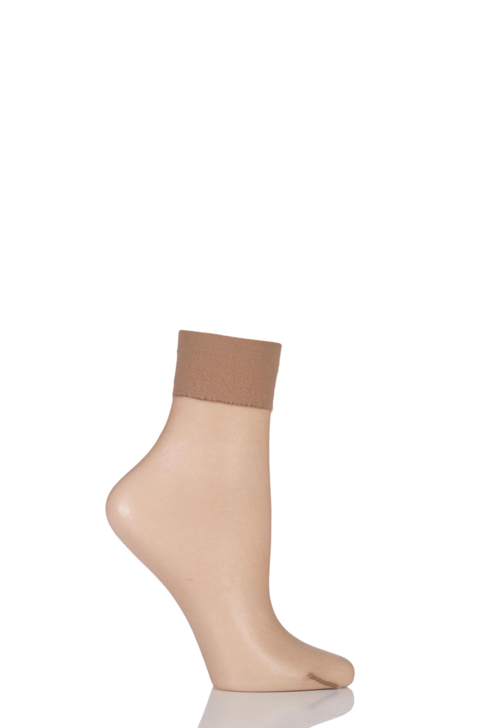 1 Pair Powder Shelina 12 Denier Ultra Transparent Ankle Highs With Shimmer Ladies 2.5-5 Ladies - Falke