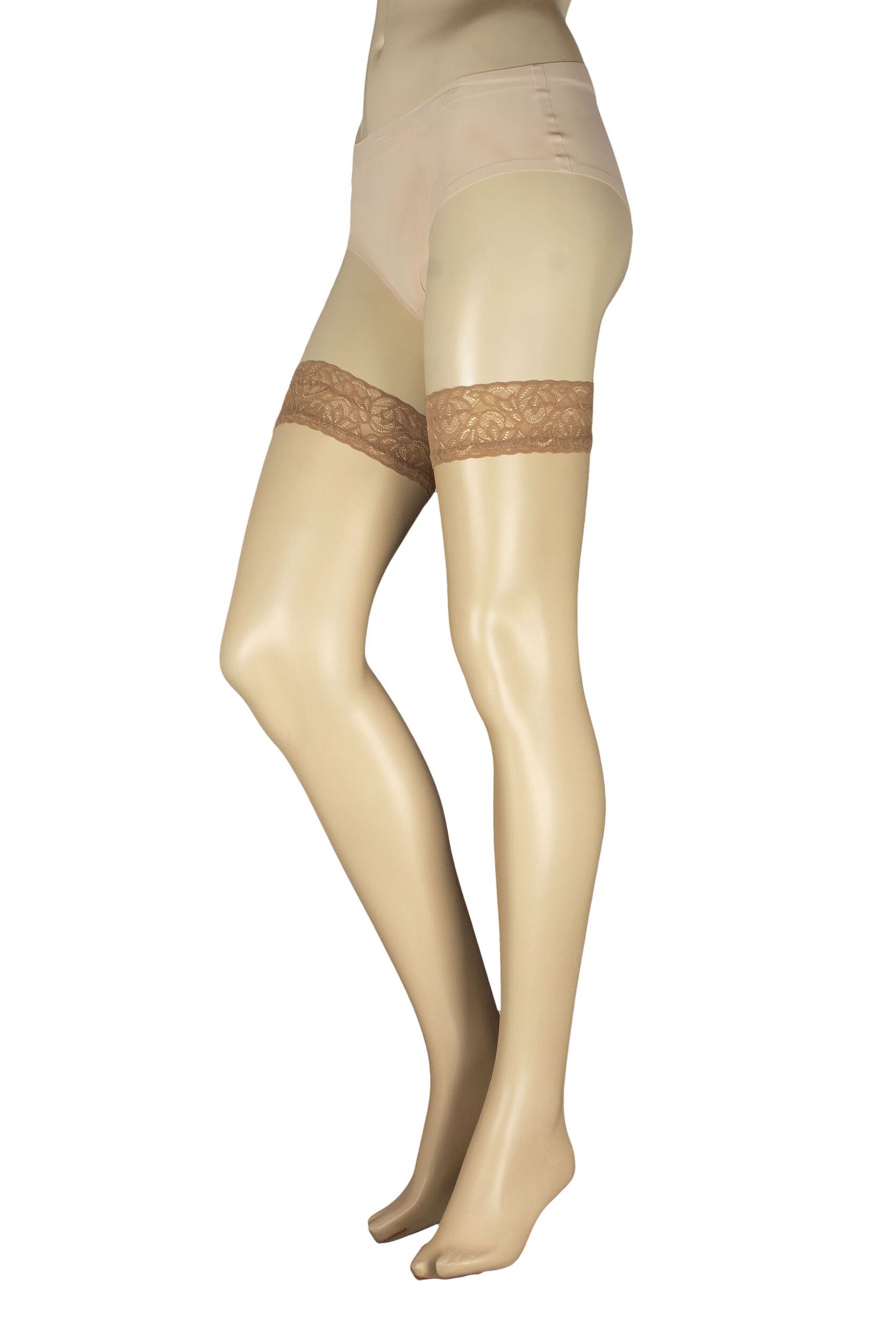 Women's 1 Pair Falke Shelina 12 Denier Ultra Transparent Hold Ups With Shimmer Powder 9.5-10