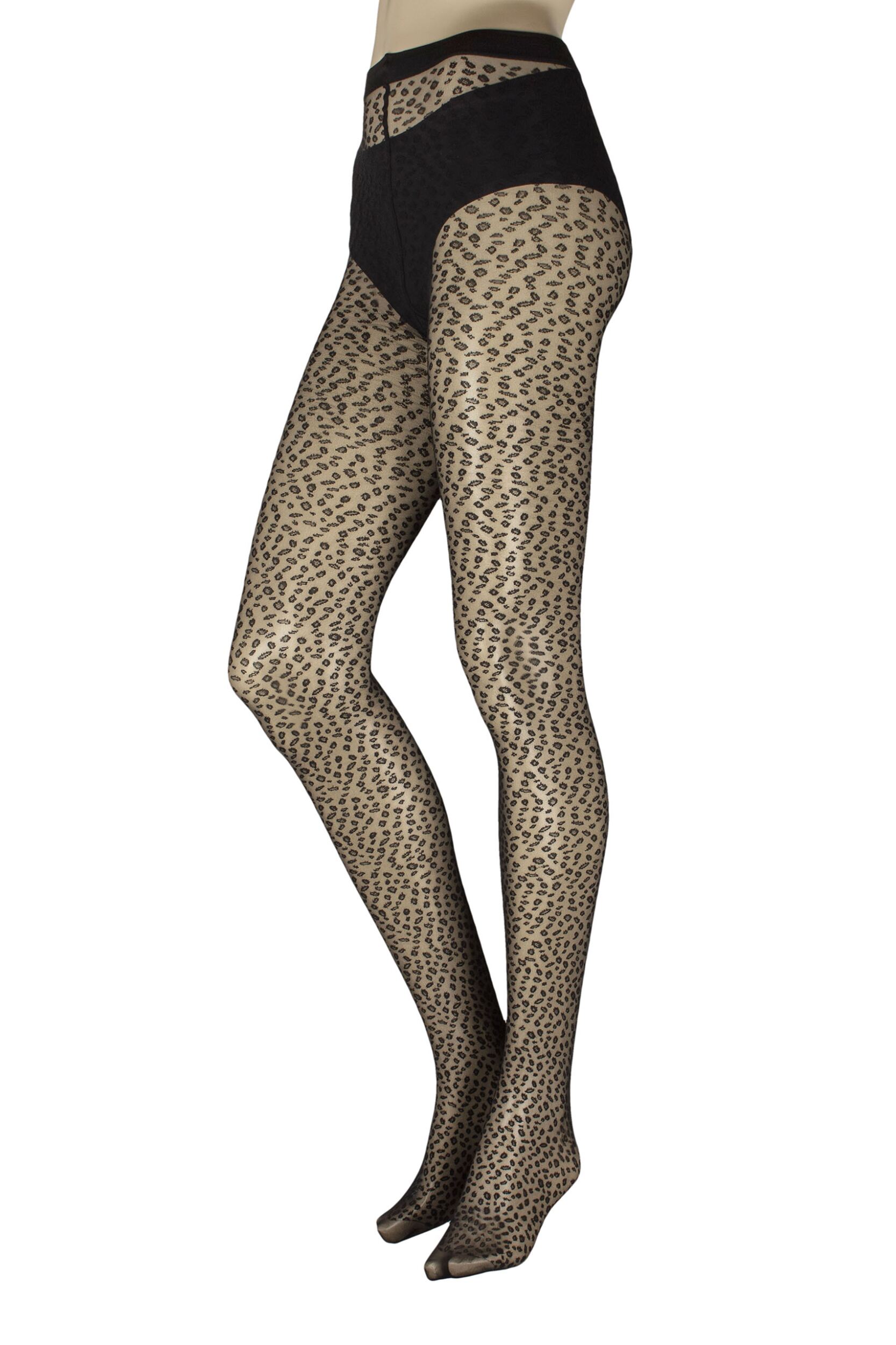 Women's 1 Pair Falke Shell Fragments Printed Sheer Tights Black L