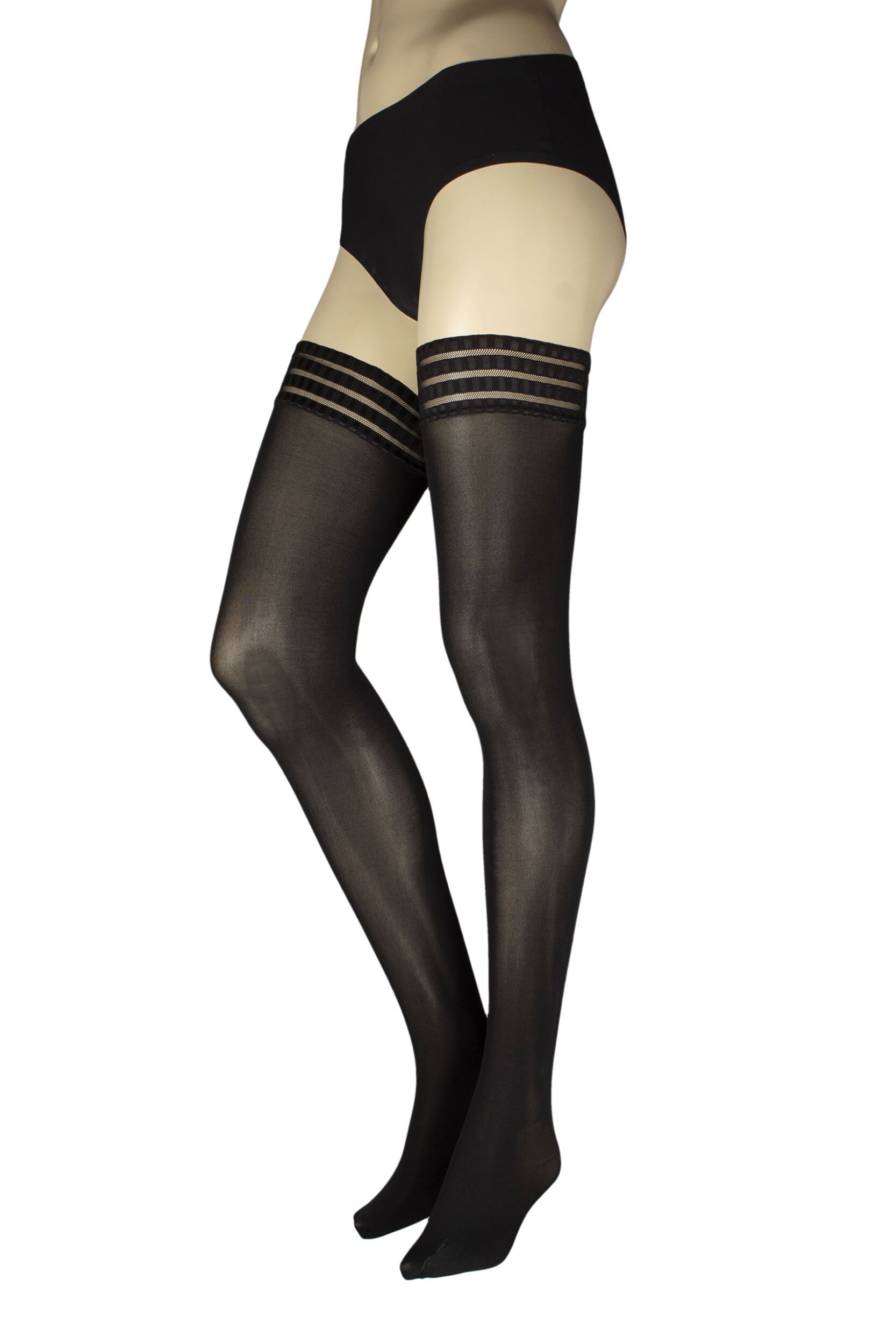 Women's 1 Pair Falke Pure Matt 50 Denier Semi-Opaque Matt Hold Ups Black 8.5-9