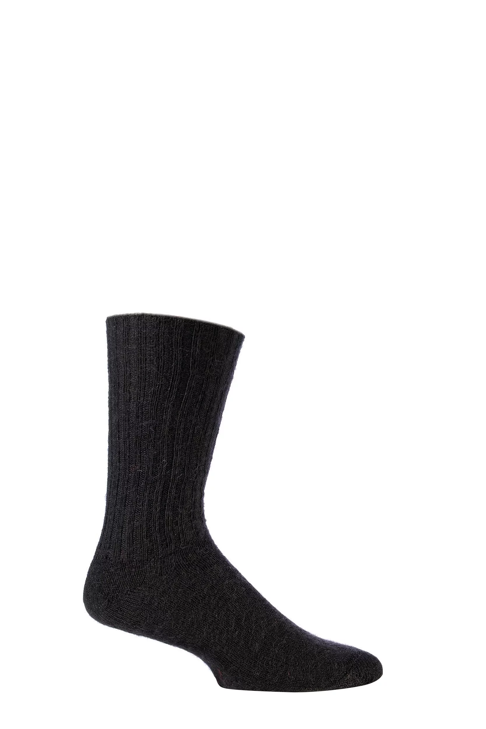 1 Pair Black of London Mohair Ribbed Socks With Cushioning Unisex 11-13 Unisex - SOCKSHOP of London