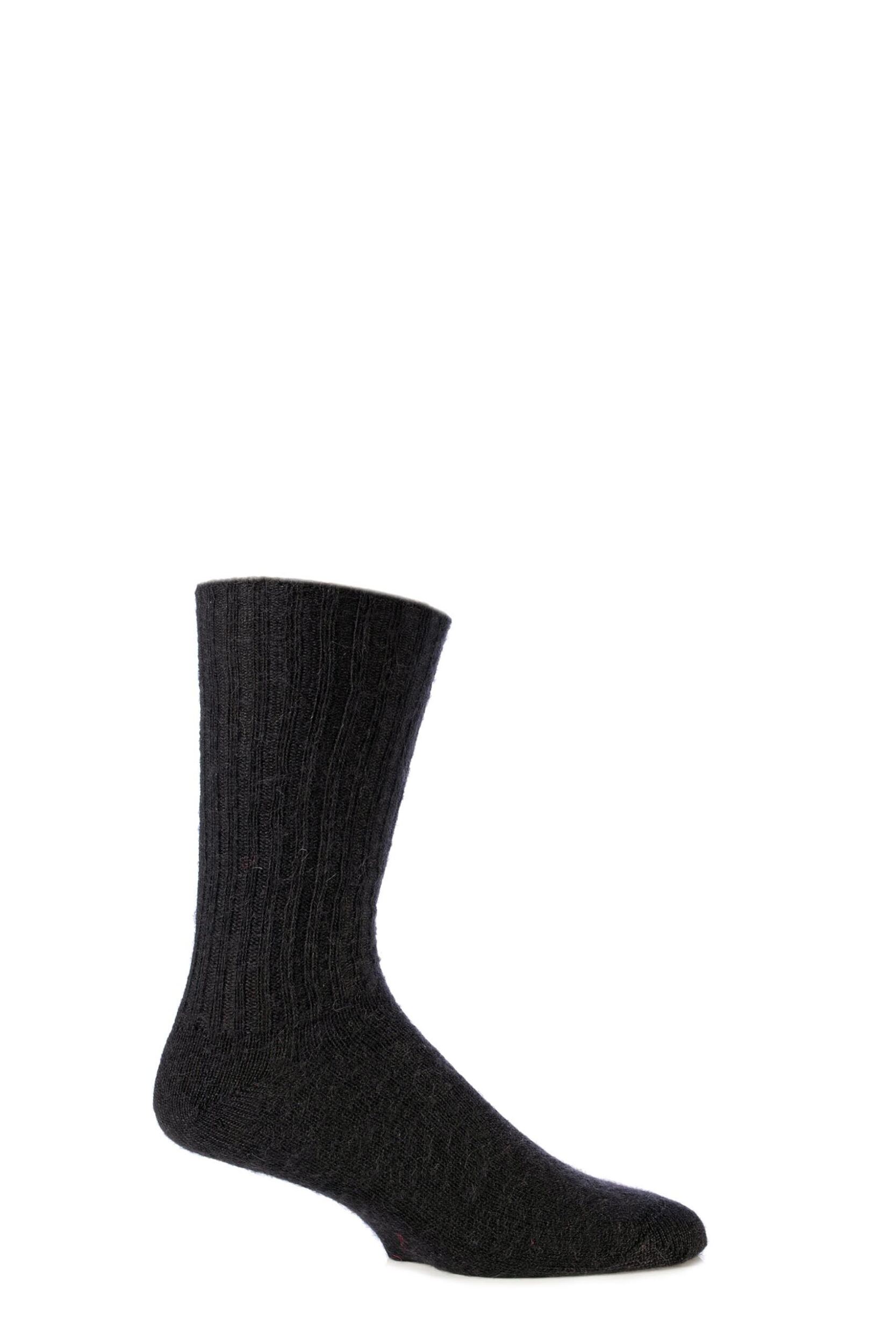 1 Pair Black of London Mohair Ribbed Socks With Cushioning Unisex 11-13 Unisex - SOCKSHOP of London